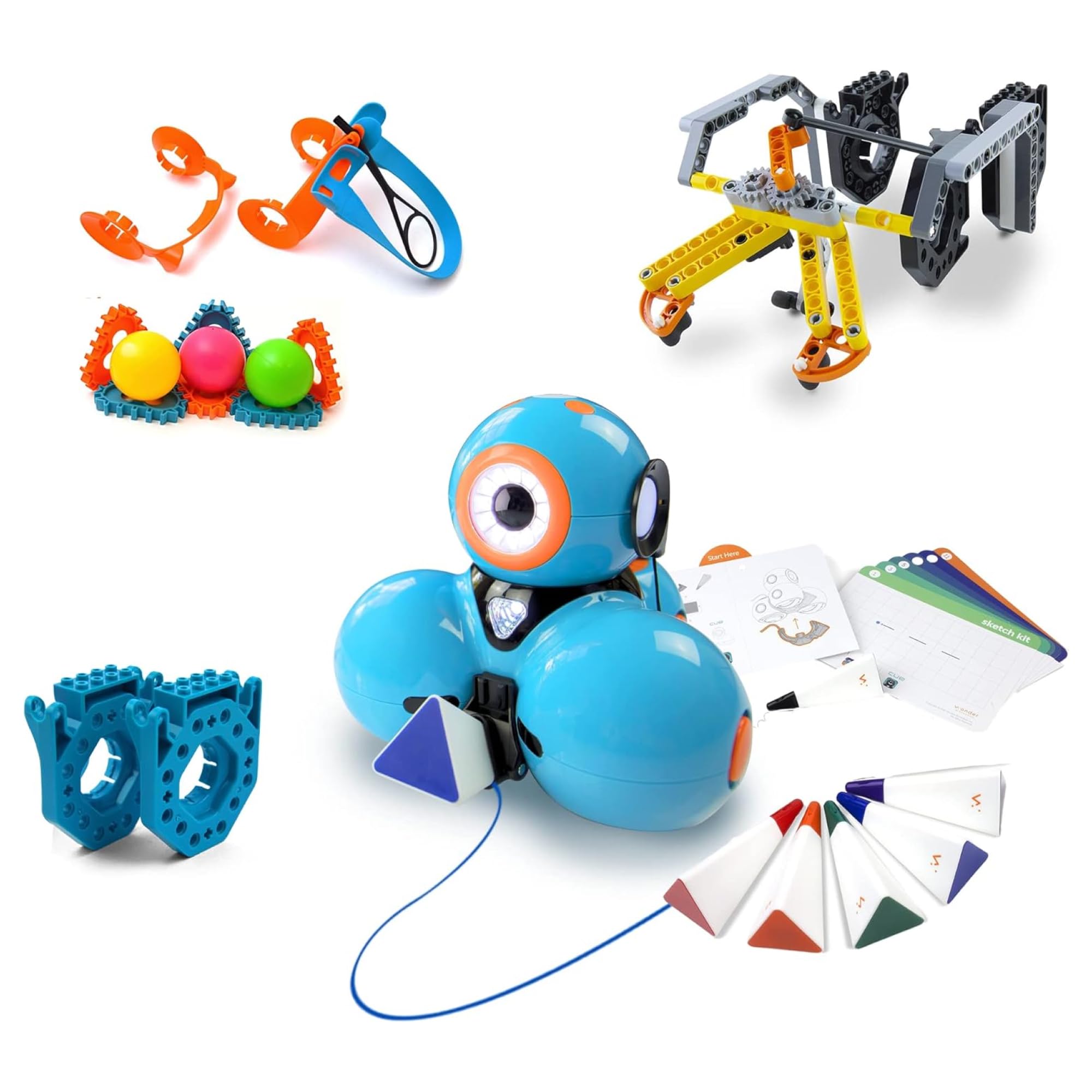 Dash Robot Wonder Pack – STEM Coding Educational Bundle for Kids Ages 6+ | Learn Programming with Free Apps & Video Tutorials | Includes Launcher Toy, Sketch Kit for Drawing & Gripper Building | Perfect for Classroom Learning & Home STEM Activities
