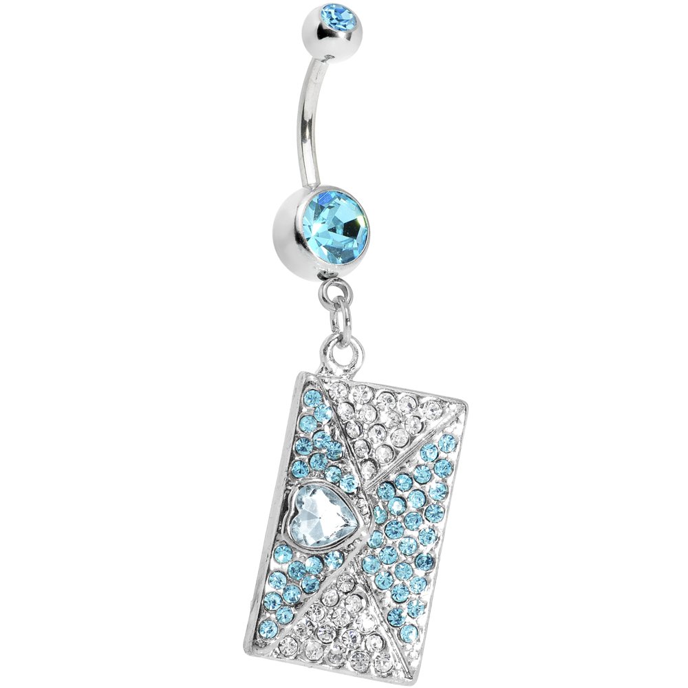 Body Candy Brilliant Blue Love Letter Dangle Belly Ring - Stylish Navel Piercing Jewelry for Women | Perfect for Parties, Beach Wear & Everyday Fashion