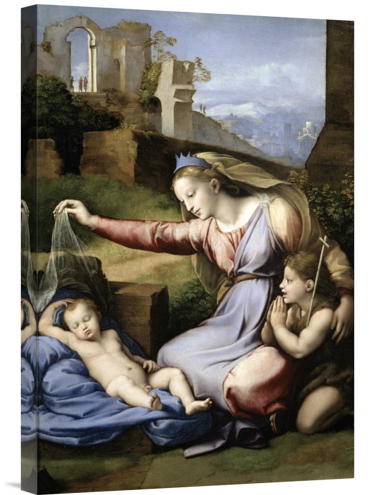 Raphael Virgin with The Veil Canvas Wall Art Print - Premium Giclee Gallery Wrap - Religious Home Decor for Living Room, Bedroom & Office