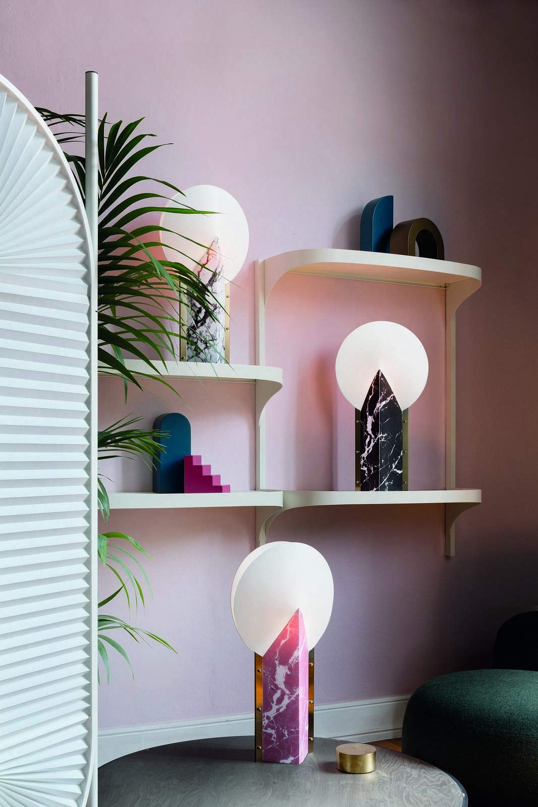 Black Table Lamp with Moon Design - Modern Nightstand Lighting for Bedroom, Living Room & Office