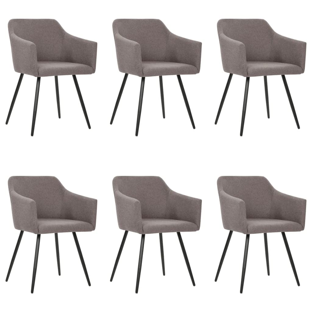 Modern Reading Armchair - Comfortable Living Room & Reception Chair - Simple Style Taupe Fabric Side Chair for Dining Room, Guest Room, Dresser (Set of 6) - Perfect for Home Office, Library & Lounge Areas