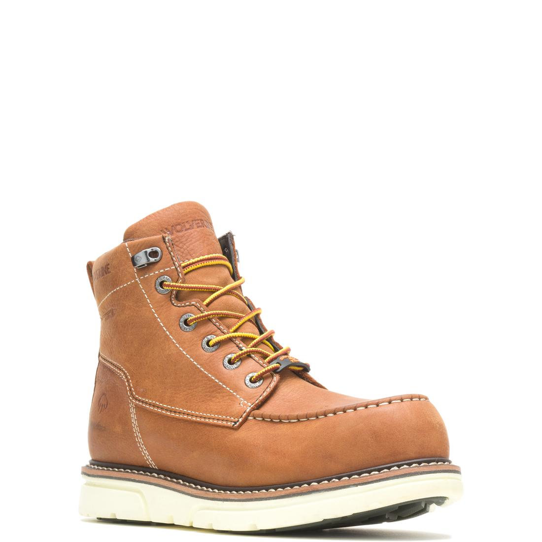 I-90 DuraShocks® 6-Inch Moc Toe Waterproof Work Boots for Men - Soft Toe, Tan - Comfortable Safety Shoes for Construction, Hiking & Outdoor Work