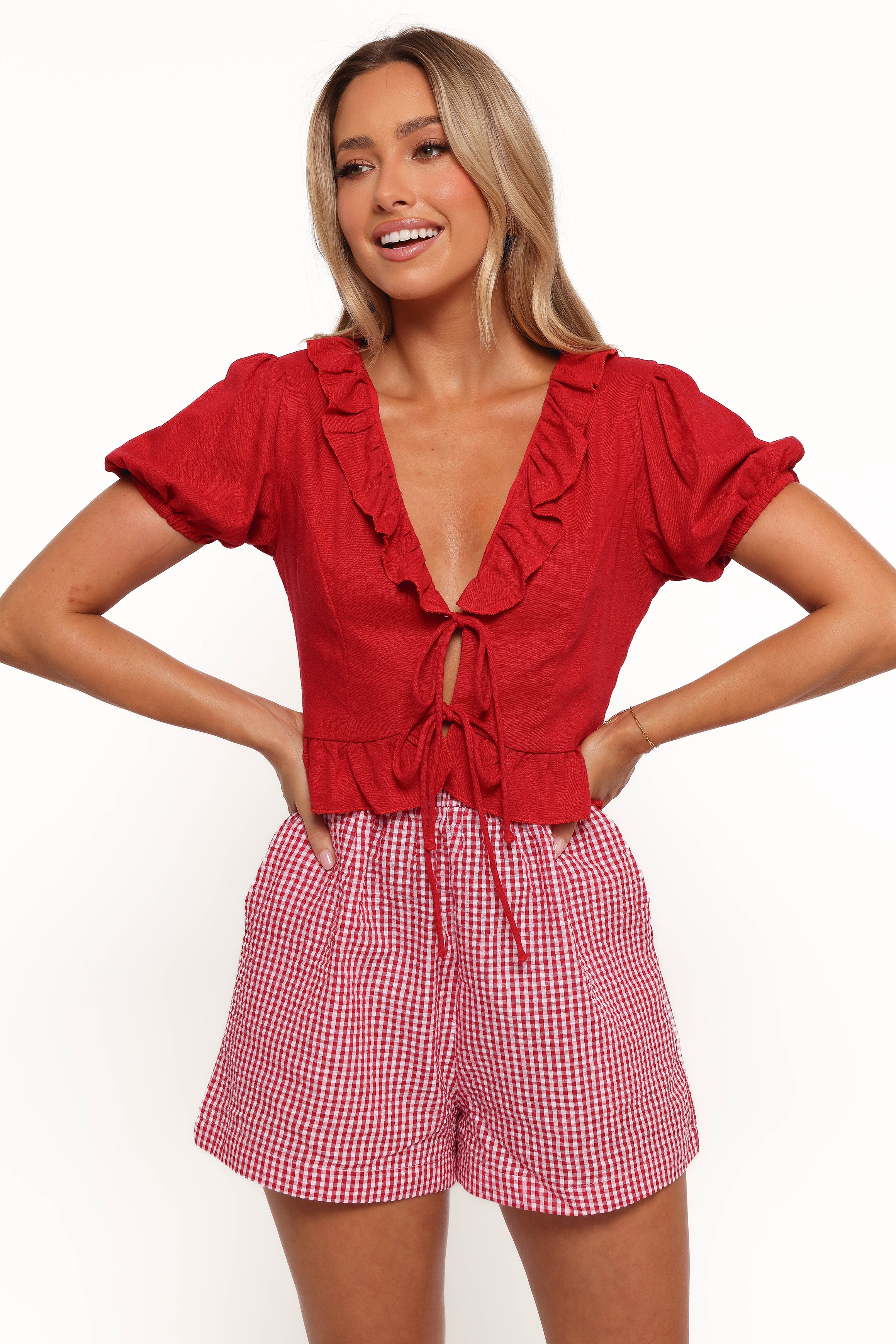 Andra Women's Red Sleeveless Top - Casual Summer Blouse for Outdoors & Travel