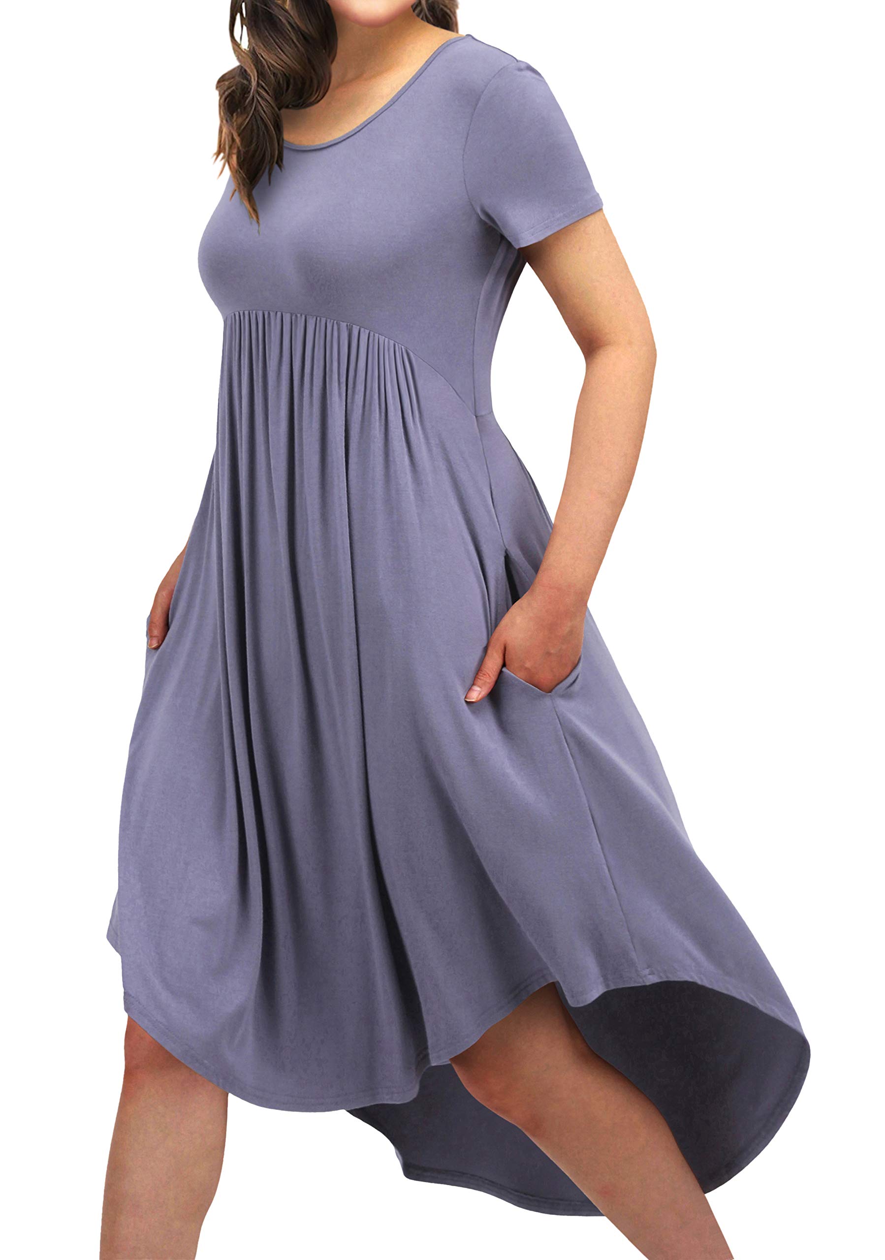EASYDWELL Women's Casual Loose Comfortable Flowy T-Shirt Dress with Pockets - Perfect for Summer Outfits, Beach Wear & Lounge Relaxation
