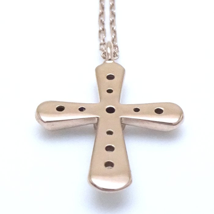 4℃ Diamond Cross Necklace in 18K Pink Gold - Elegant Religious Jewelry for Women, Perfect for Gifts, Weddings & Everyday Wear