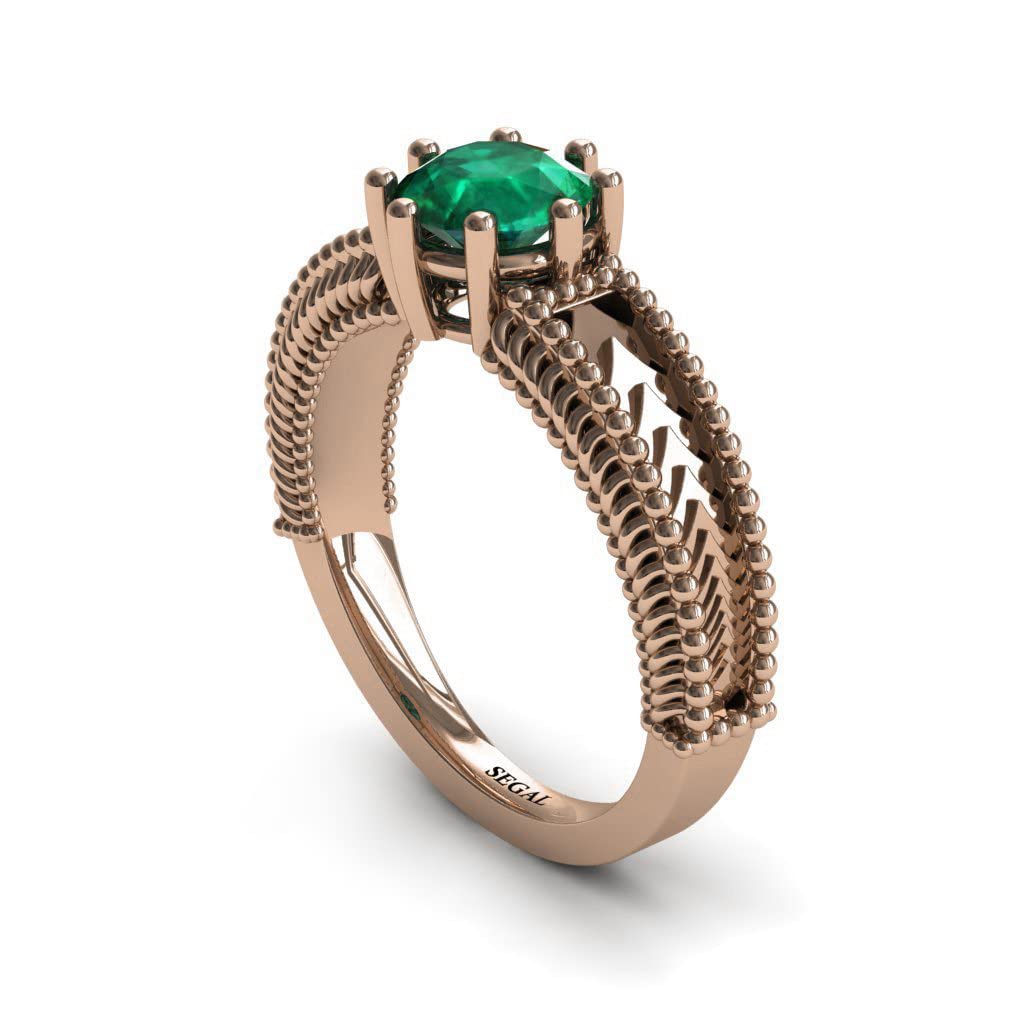 Antique Victorian Engagement Ring 14K Red Gold Filigree Green Emerald Ring for Women - Harper | Vintage Wedding, Anniversary, Proposal Gift for Her