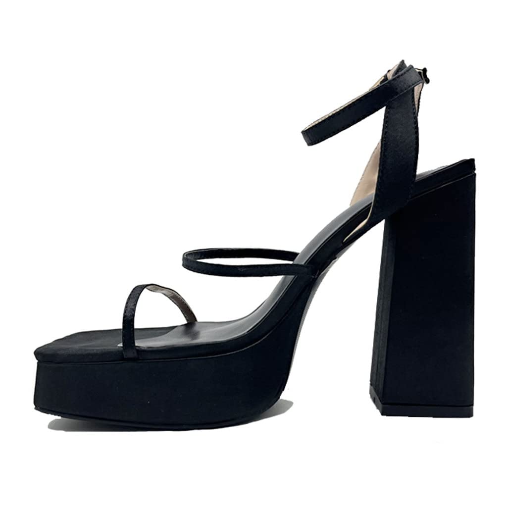 Women's Platform Sandals with Ankle Strap - Summer Casual & Party Shoes for Women - Comfortable Ladies Footwear Size 35-43 (Black, 10.5) - Perfect for Beach, Vacation, and Evening Events