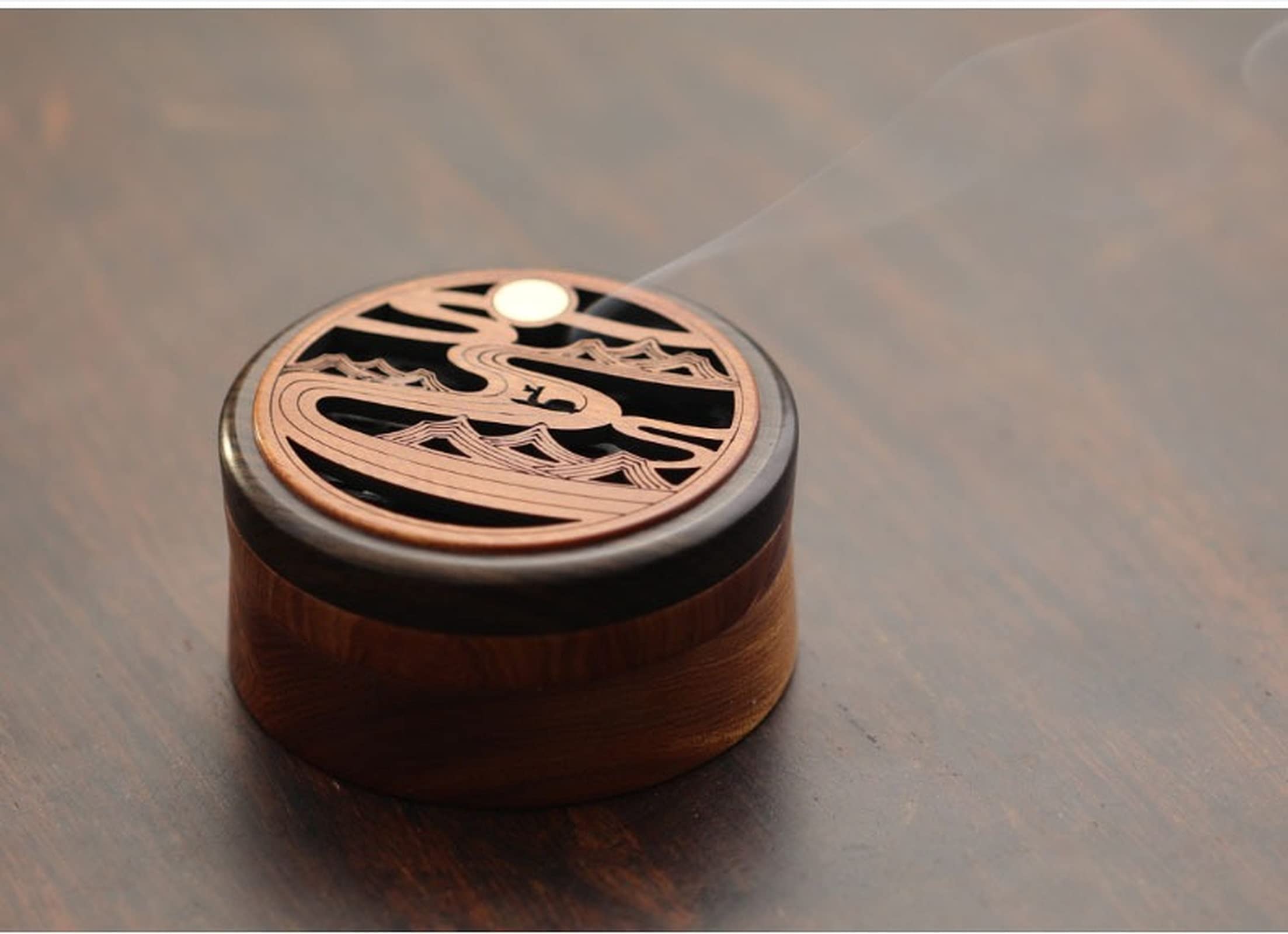 JONJUMP Wooden Incense Burner Holder - Mini Chinese Incense Box for Home, Meditation & Zen Decor - Buddhist Supplies & Aromatherapy Accessories for Relaxation & Spiritual Practice