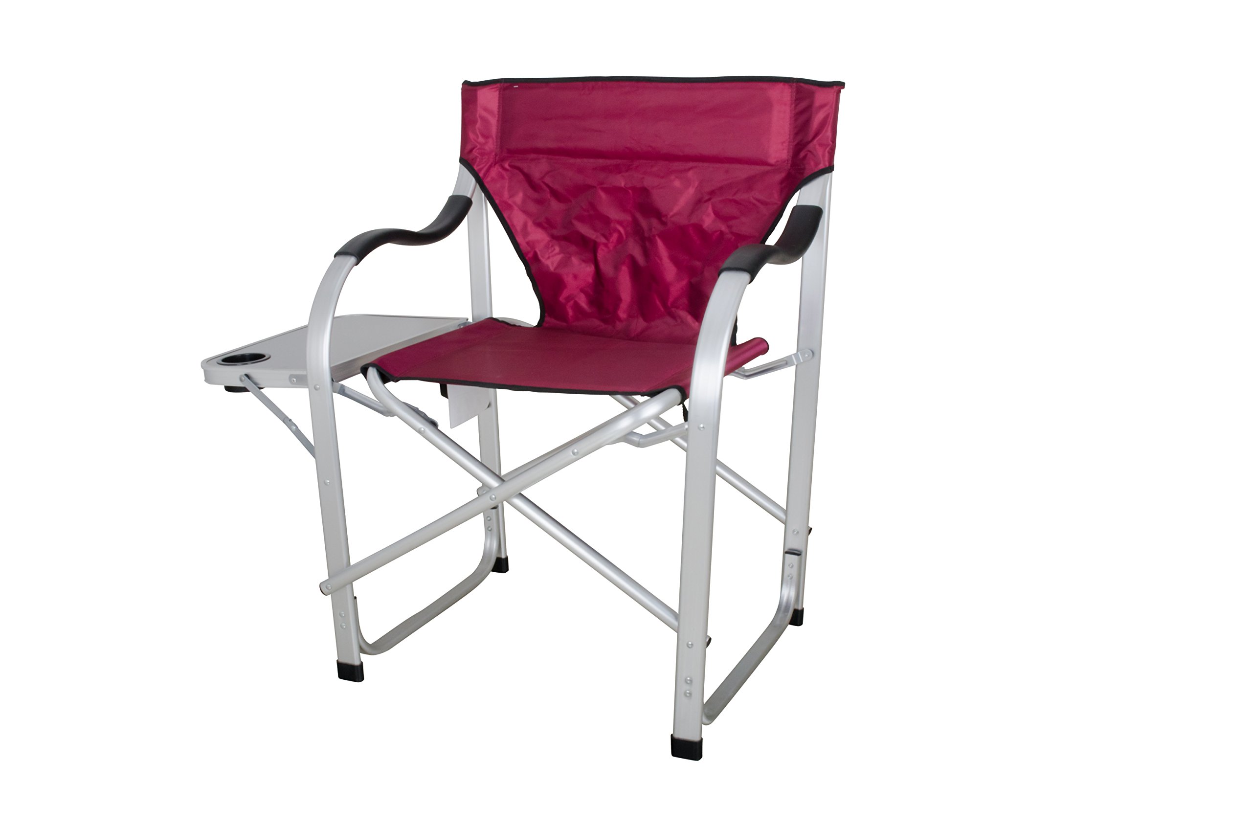 Stylish Heavy Duty Folding Camping Director Chair with Side Table - Burgundy Outdoor Chair for Patio, Beach, Picnic & Backyard Relaxation | Durable SL1215 Camp Chair