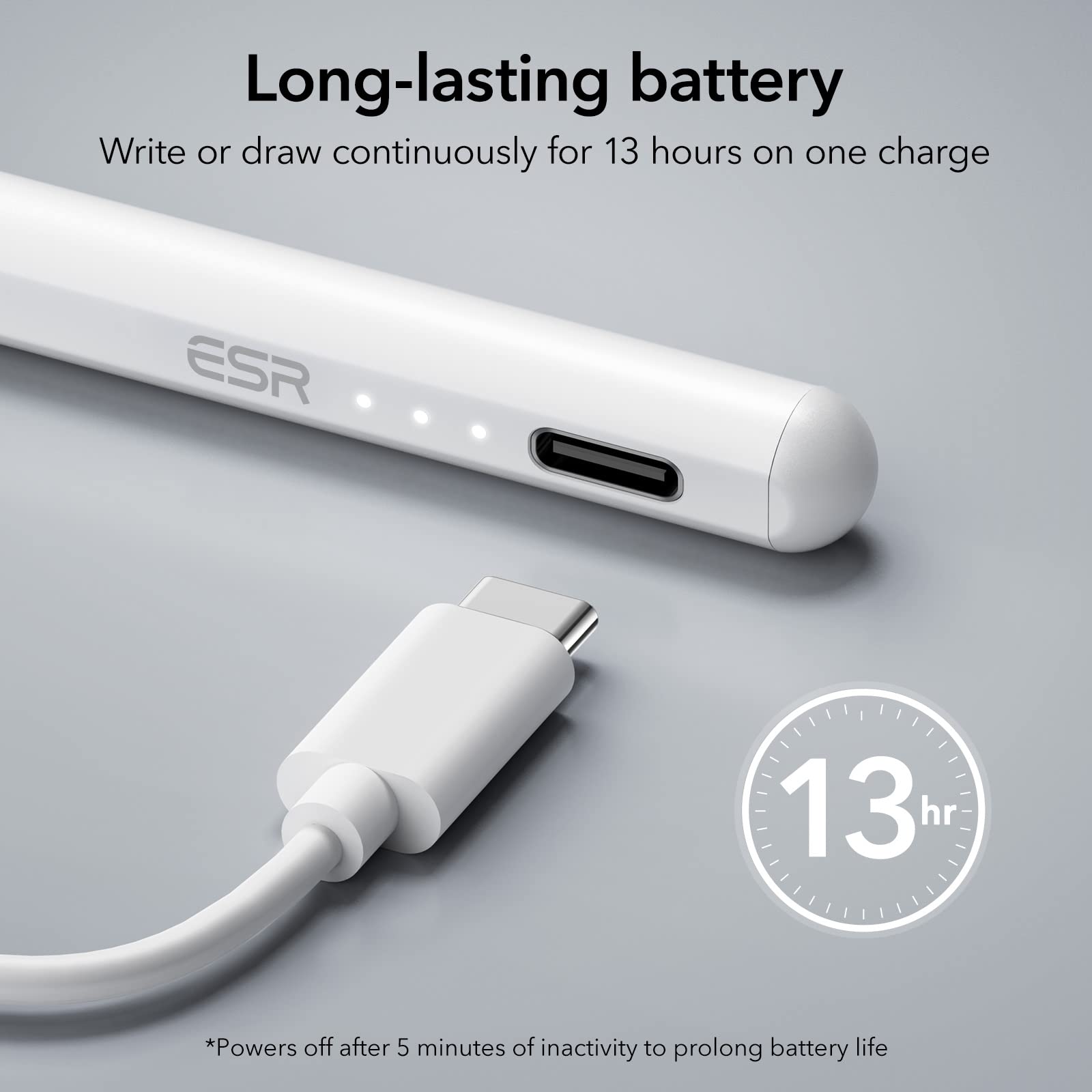 ESR Stylus Pen for iPad Pro 12.9/11, Air 5/4, Mini 6 & iPad 10/9/8 - Tilt Sensitive Digital Pencil with Palm Rejection & Magnetic Attachment (White) | Perfect for Drawing, Note-Taking & Professional Design Work