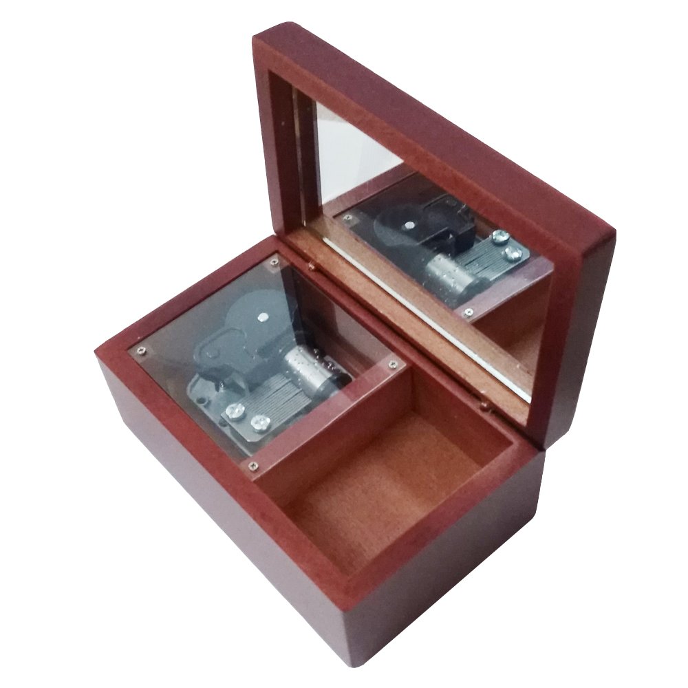 18-Note Antique Wind-Up Wooden Musical Box with Silver-Plated Movement - Romantic Love Story Melody - Perfect for Weddings, Anniversaries & Gift Giving