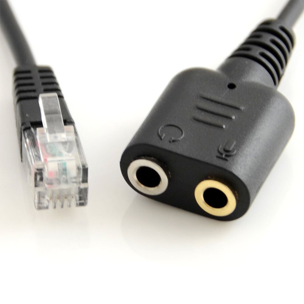 Qaoquda 2-Pack 3.5mm to RJ9 Headset Adapter Cable - Convert PC Headset to Telephone Headset for Call Centers, Office Phones & VoIP Systems