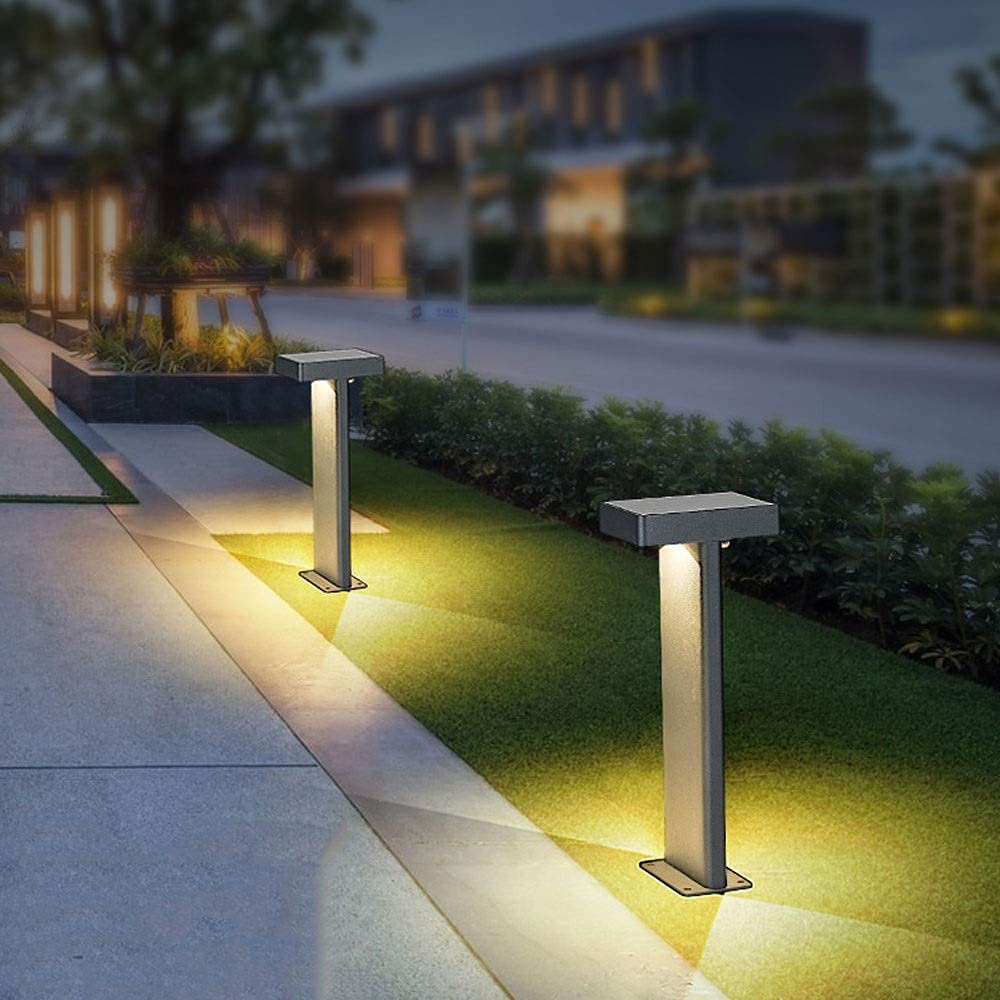 Solar Powered Waterproof LED Outdoor Lamp Post Lights - Square Modern Home & Garden Decoration, Energy Efficient Landscape Pole Lighting for Driveway, Patio, Walkway, Community Street Lighting