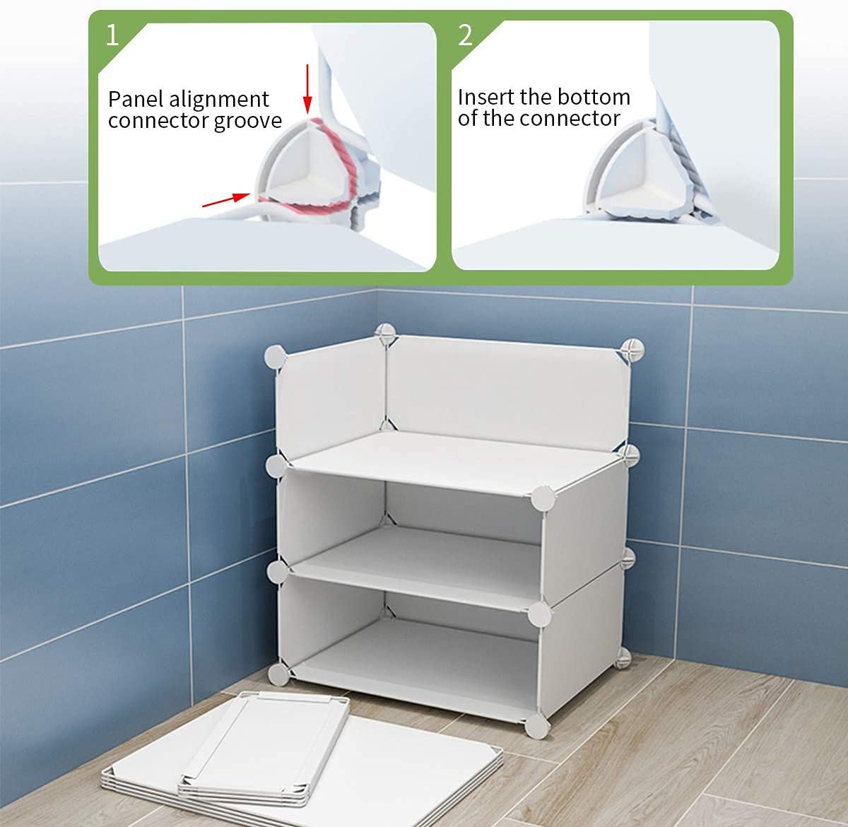 Aeitc 6-Shelf Stackable Closet Organizer - Adjustable Space Saving Storage Shelf for Clothes, Shoes & Accessories - White (18 Sections) - Perfect for Bedroom, Walk-in Closet & Small Space Organization