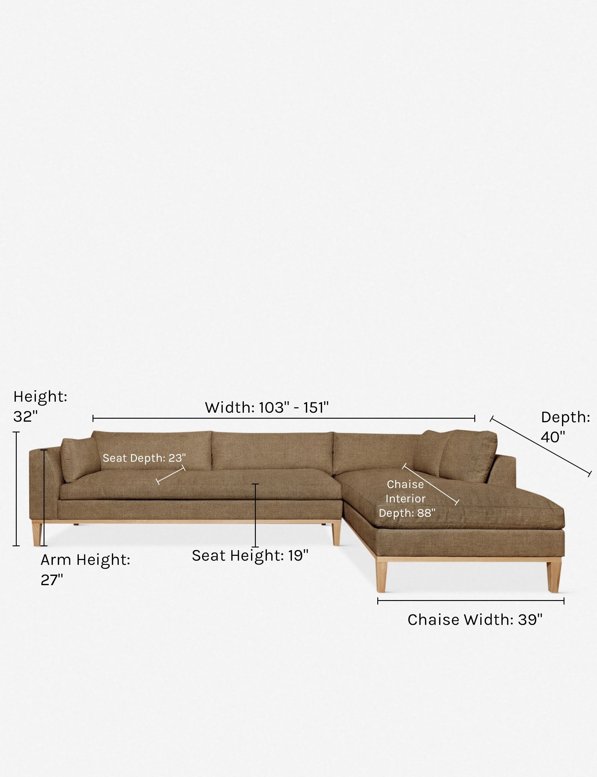 Charleston Sectional Sofa - Modern L-Shaped Couch with Reversible Chaise, Soft Fabric Upholstery for Living Room, Family Room & Home Theater Comfort