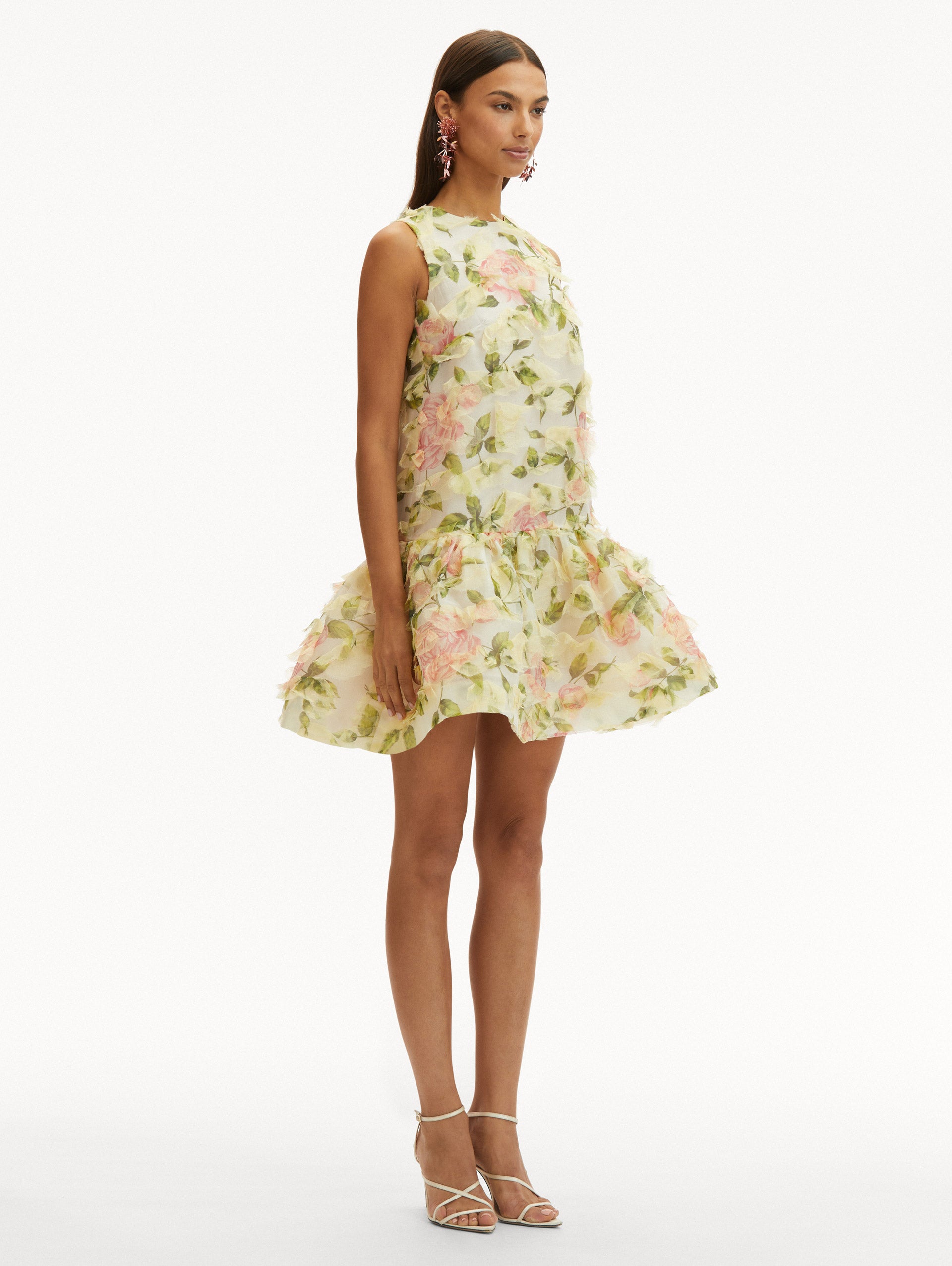 English Rose Fil Coupé Floral Summer Dress - Elegant Women's Midi Dress for Garden Parties, Weddings & Date Nights