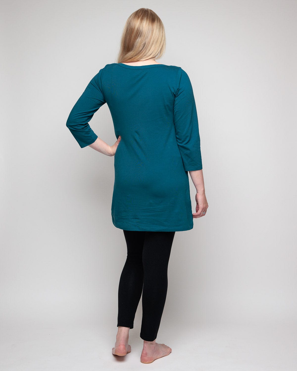 Comfortable Cotton Nursing Tunic Dress in Teal - Perfect for Maternity Wear, Breastfeeding & Everyday Casual Outfits