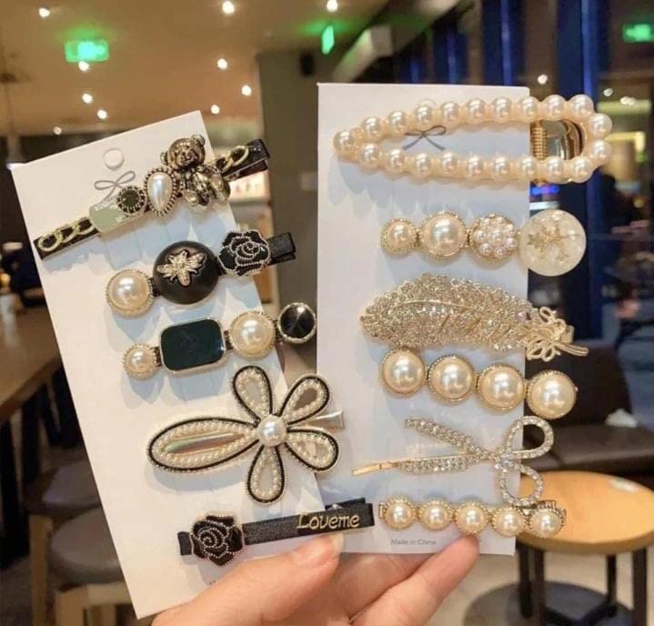 11-Piece Korean Style Pearl Hair Clips Set - Elegant Hair Accessories for Women & Girls - Perfect for Weddings, Parties & Everyday Wear