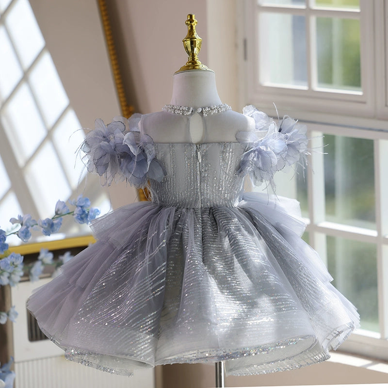 Princess Dress for Girls - Gray Ball Gown Birthday Party Dress for Kids | Perfect for Birthday Parties, Pageants, and Special Occasions
