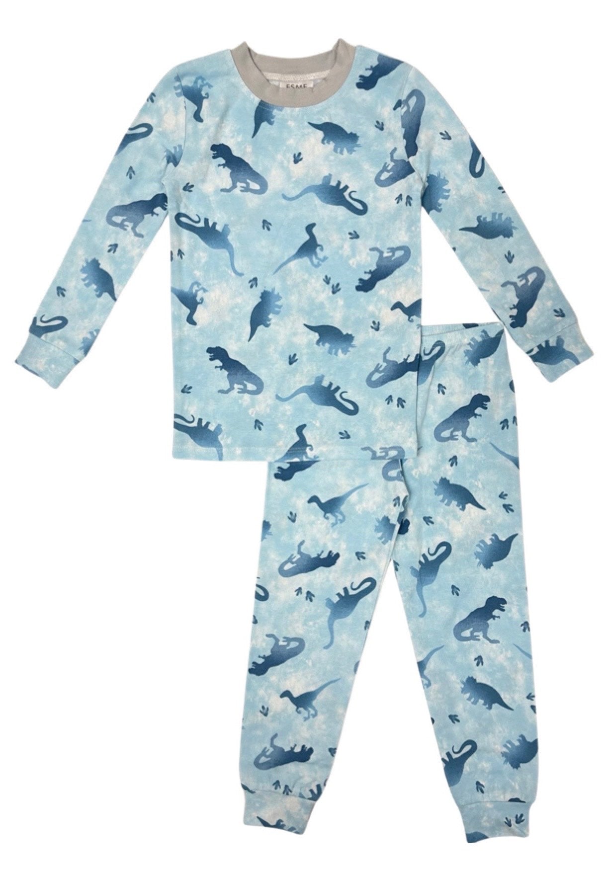 Ombre Dinosaur Print Full-Length Pajama Set for Women - Soft & Comfortable Sleepwear for Kids & Adults - Perfect for Bedtime, Lounging & Family Matching Outfits