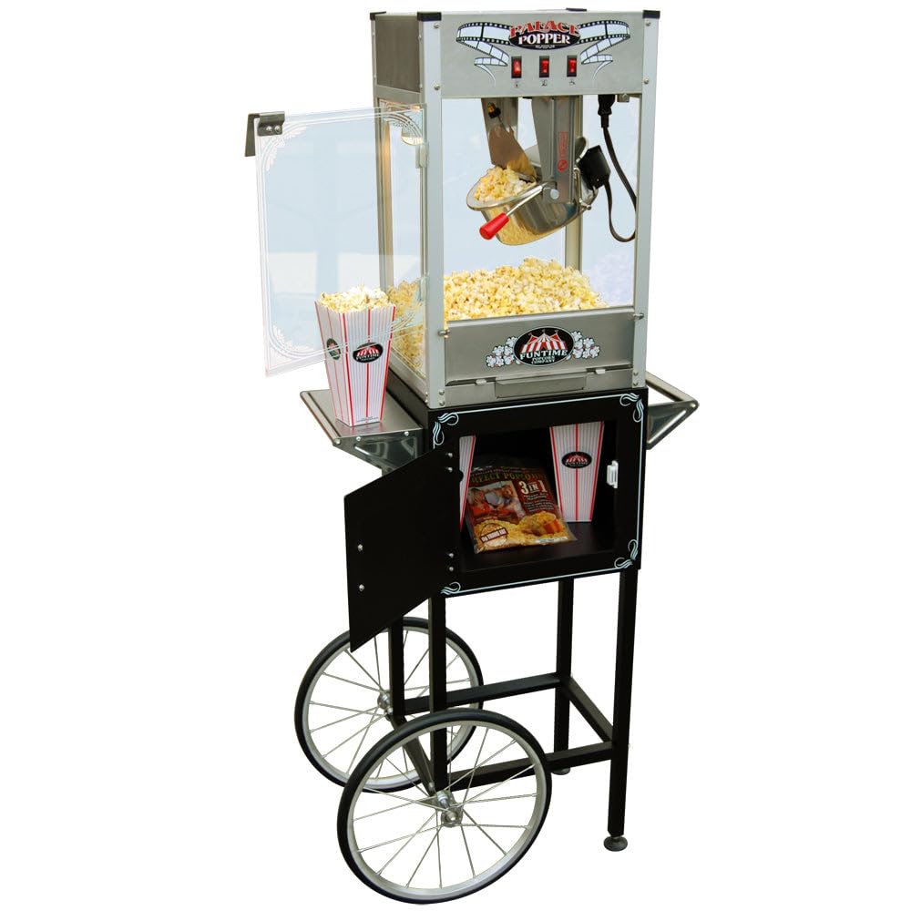 FunTime FT865PP 8 oz Bar Style Popcorn Popper Machine - Commercial Popcorn Maker for Movie Theaters, Carnivals & Home Use