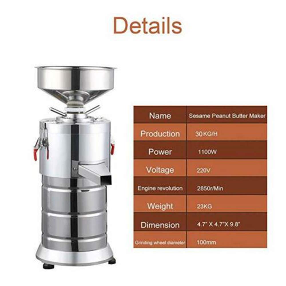 Commercial Electric Peanut Butter & Sesame Grinding Machine - 1100W, 220V, 15kg/h Capacity - Aluminum Alloy & Stainless Steel Construction - Perfect for Restaurants, Bakeries, and Food Processing Businesses