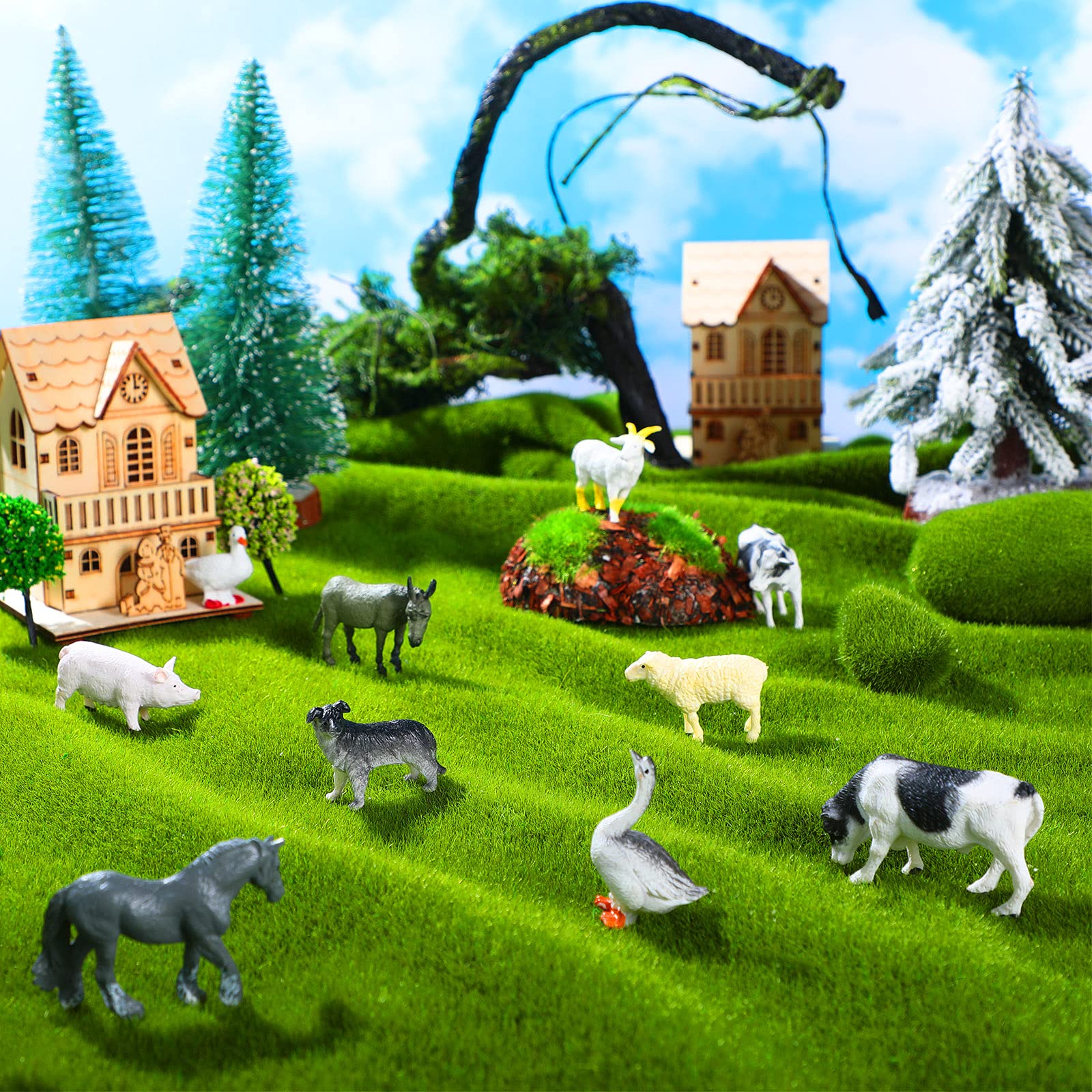 24 Pcs Mini Farm Animal Figurines Set - Realistic Plastic Farm Animals for Cake Toppers, Educational Toys, Home Decor & Easter Party Favors | Perfect for Kids Play, Classroom Learning & Farm-Themed Birthday Cakes