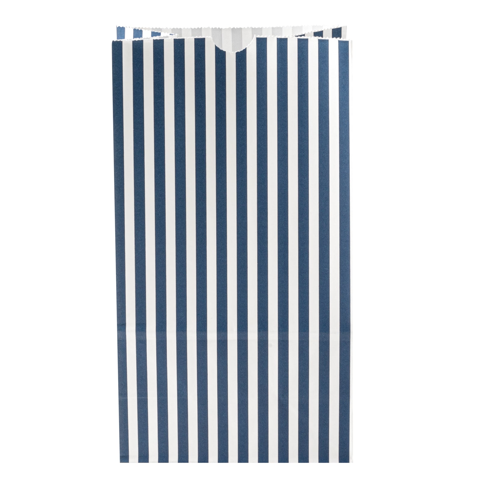 Blue and White Striped Paper Bags - 6 lb Capacity, 6 x 3.5 x 10.75 Inches - Pack of 100 - Perfect for Retail Shopping, Gift Wrapping & Party Favors