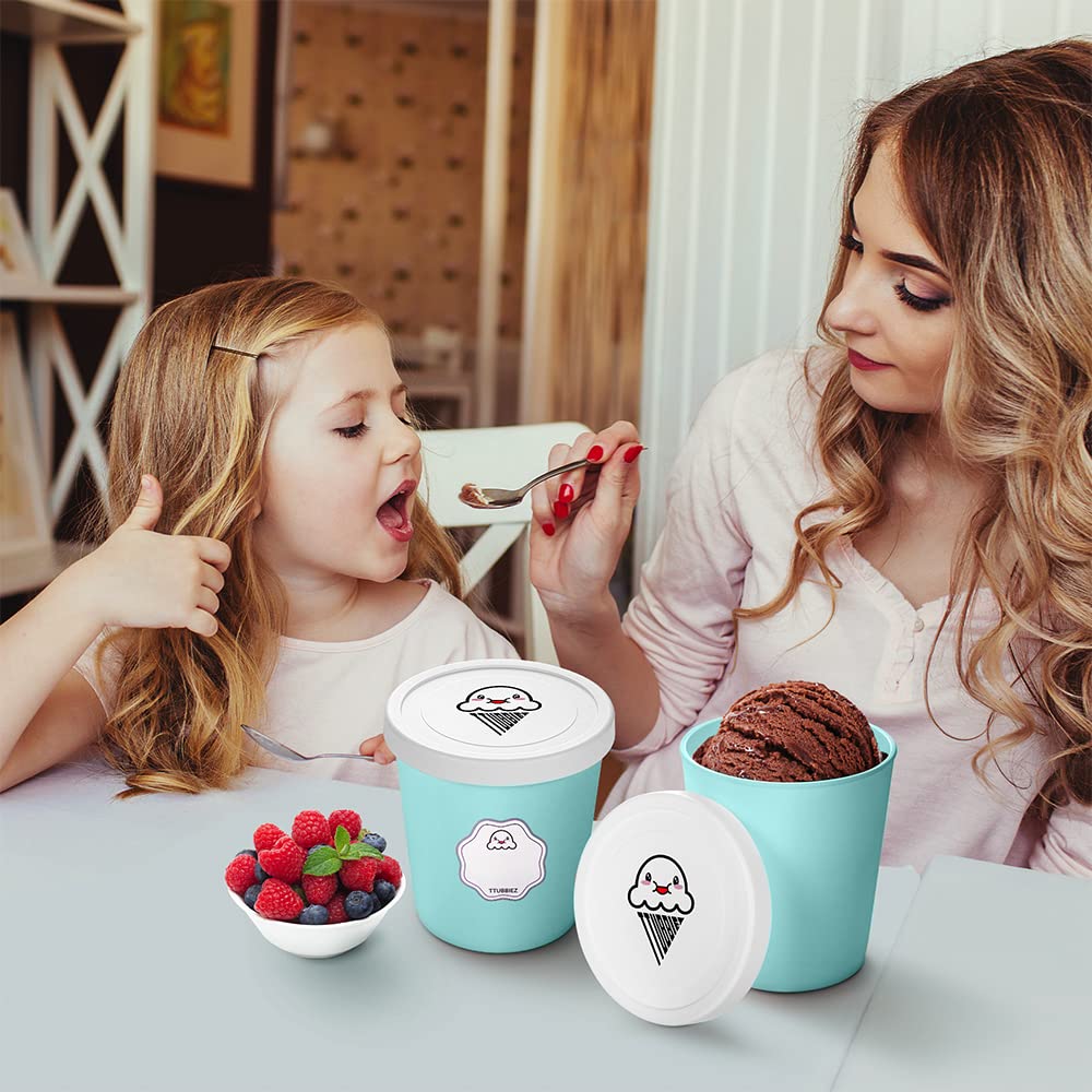 Premium Ice Cream Containers (2-Pack, 1 Quart Each) - Airtight Freezer-Safe Storage for Homemade Ice Cream, Gelato & Sorbet - Perfect for Mint Chip, Vanilla & Artisan Flavors - Ideal for Home Chefs & Ice Cream Parlors