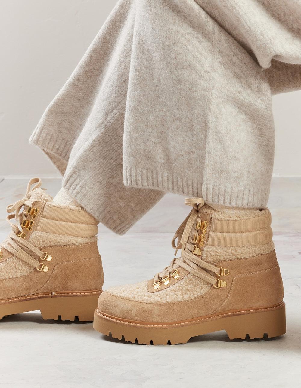 Beige Suede Lace-Up Ankle Boots for Women - Stylish & Comfortable for Casual Outings, Work & Date Nights