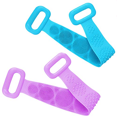 Futurino Silicone Bath Body Brush - Long Exfoliating Back Scrubber & Massager - Deep Cleaning Shower Exfoliating Towel Strip for Smooth Skin - Perfect for Spa, Home Bath & Relaxation