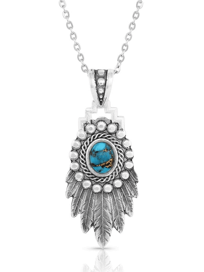 Montana Silversmiths NC5230 Women's Blue Spring Turquoise Necklace in Sterling Silver - Perfect for Casual Wear, Boho Style & Gift Giving