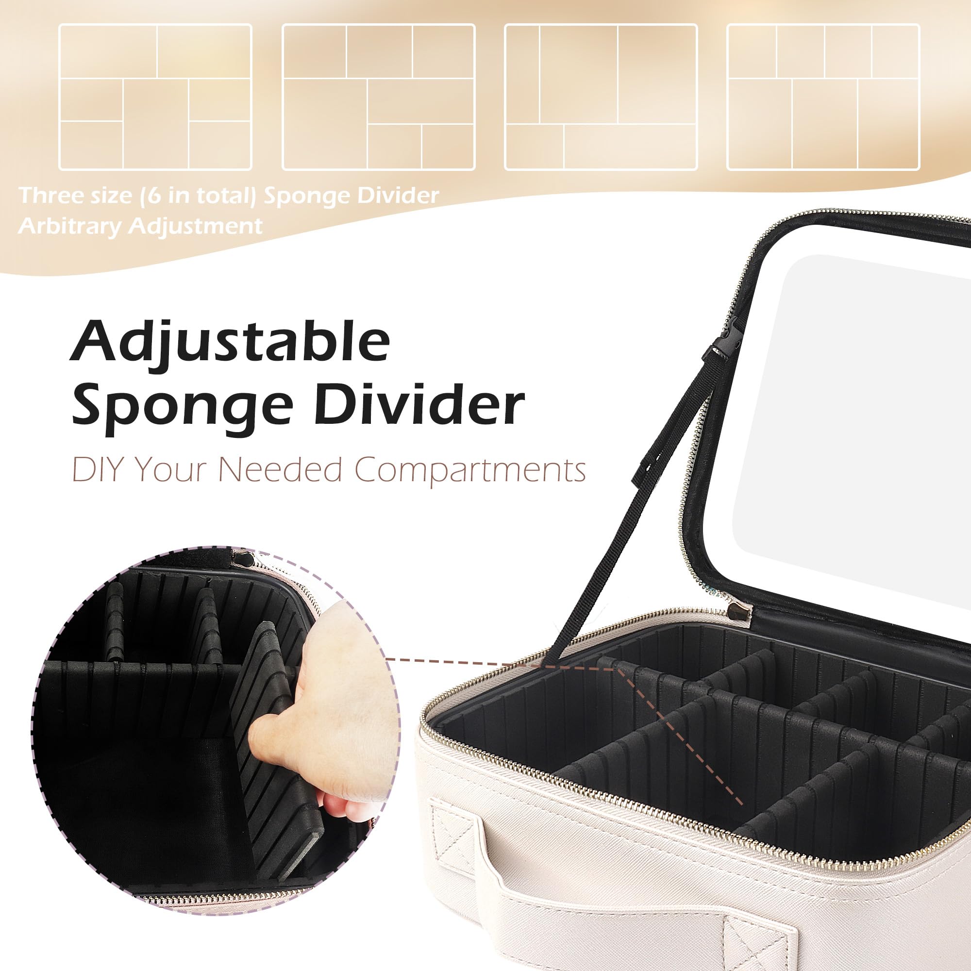 MOMIRA Large Lighted Travel Makeup Bag with Adjustable Brightness Mirror - Waterproof Cosmetic Organizer Case for Women, 3 Color Modes, Perfect Makeup Train Case & Toiletry Gift for Travel, Home, and Salon Use