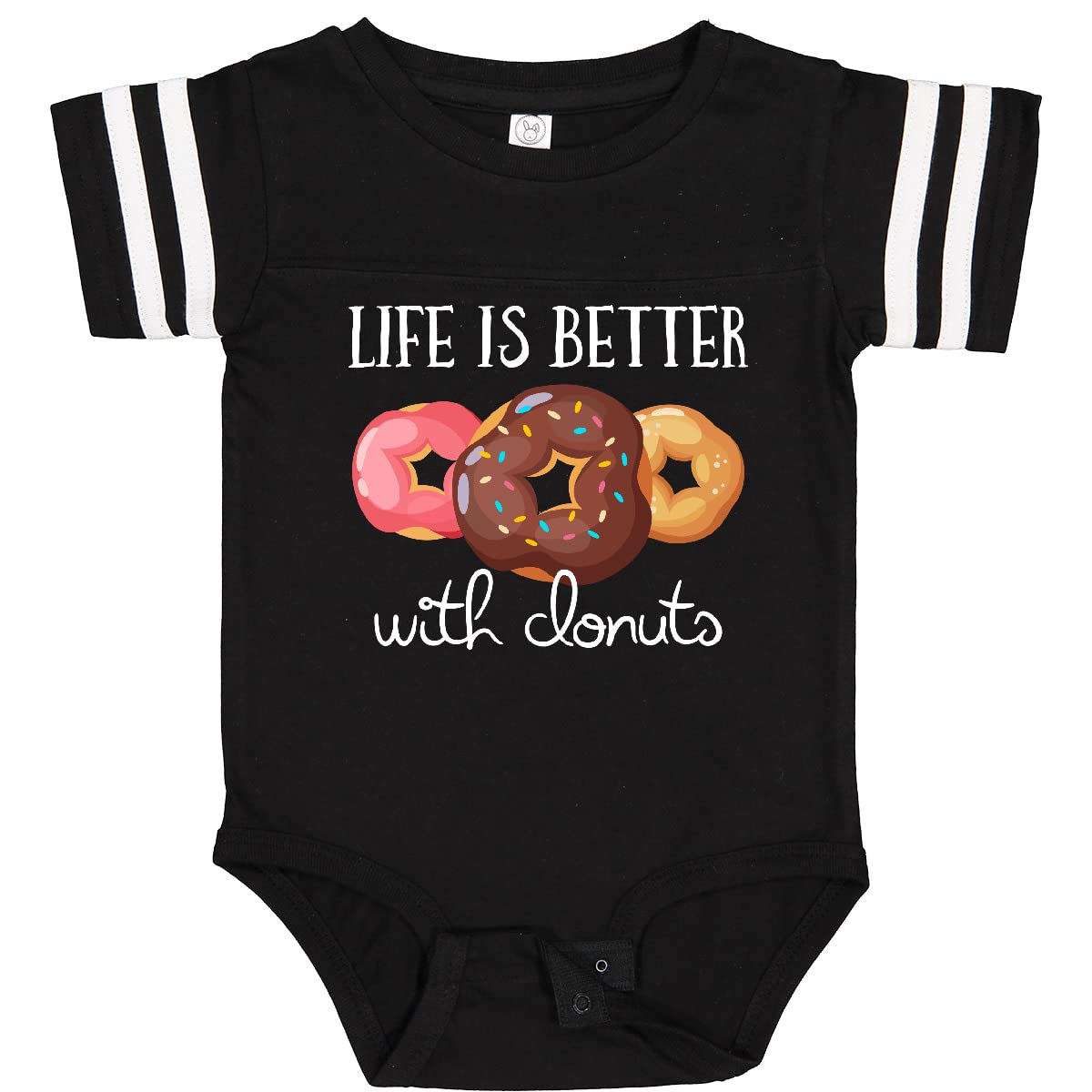 Inktastic Life is Better with Donuts Baby Bodysuit - Cute Donut Print Onesie for Newborns & Infants - Perfect for Birthday Parties, Photo Shoots & Everyday Wear