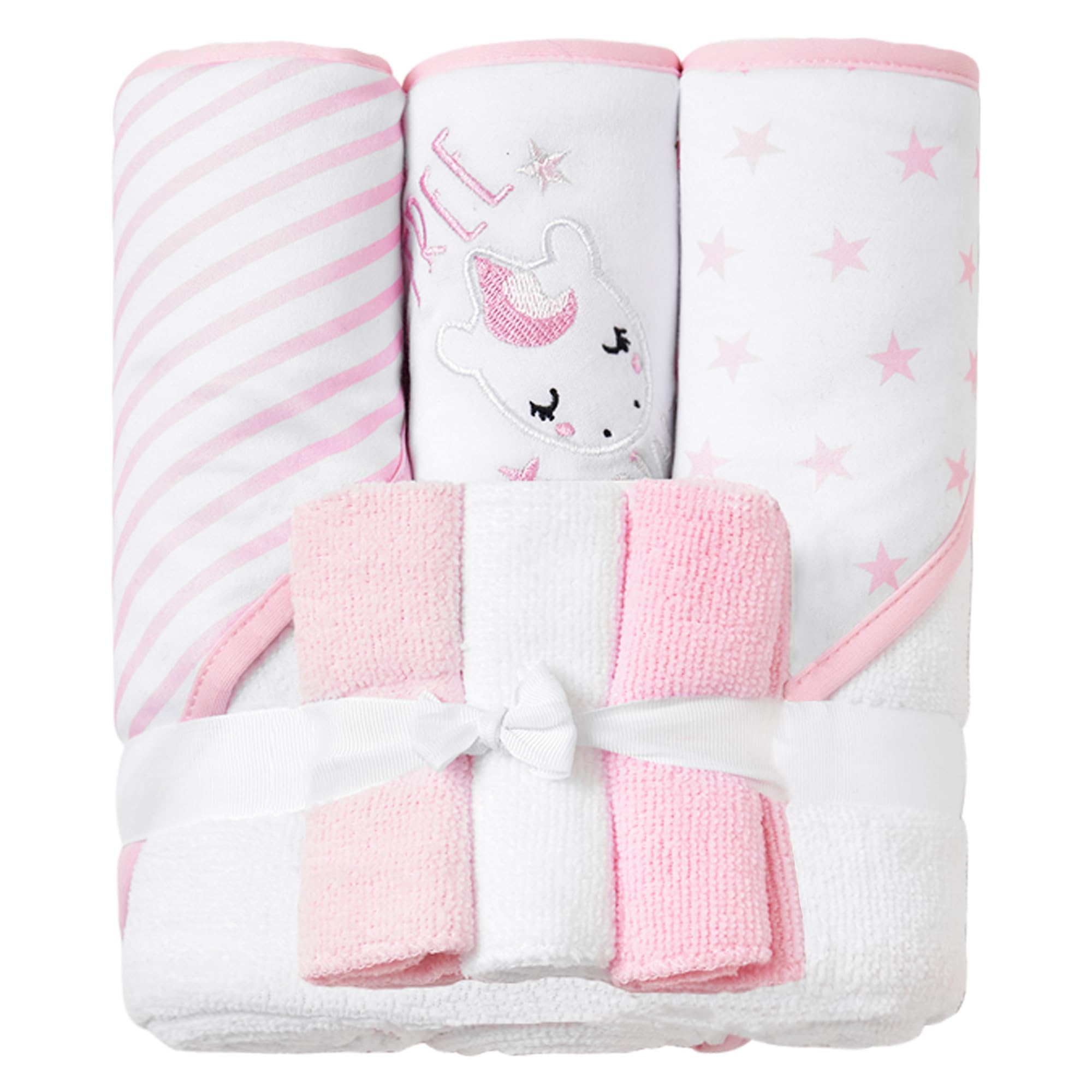 Viviland 6-Pack Baby Hooded Towels and Washcloths Set - Super Soft Absorbent Bath Towels for Newborns & Toddlers - 28x28 Inch Pink Unicorn Design - Perfect for Bath Time, Swimming, and Baby Showers