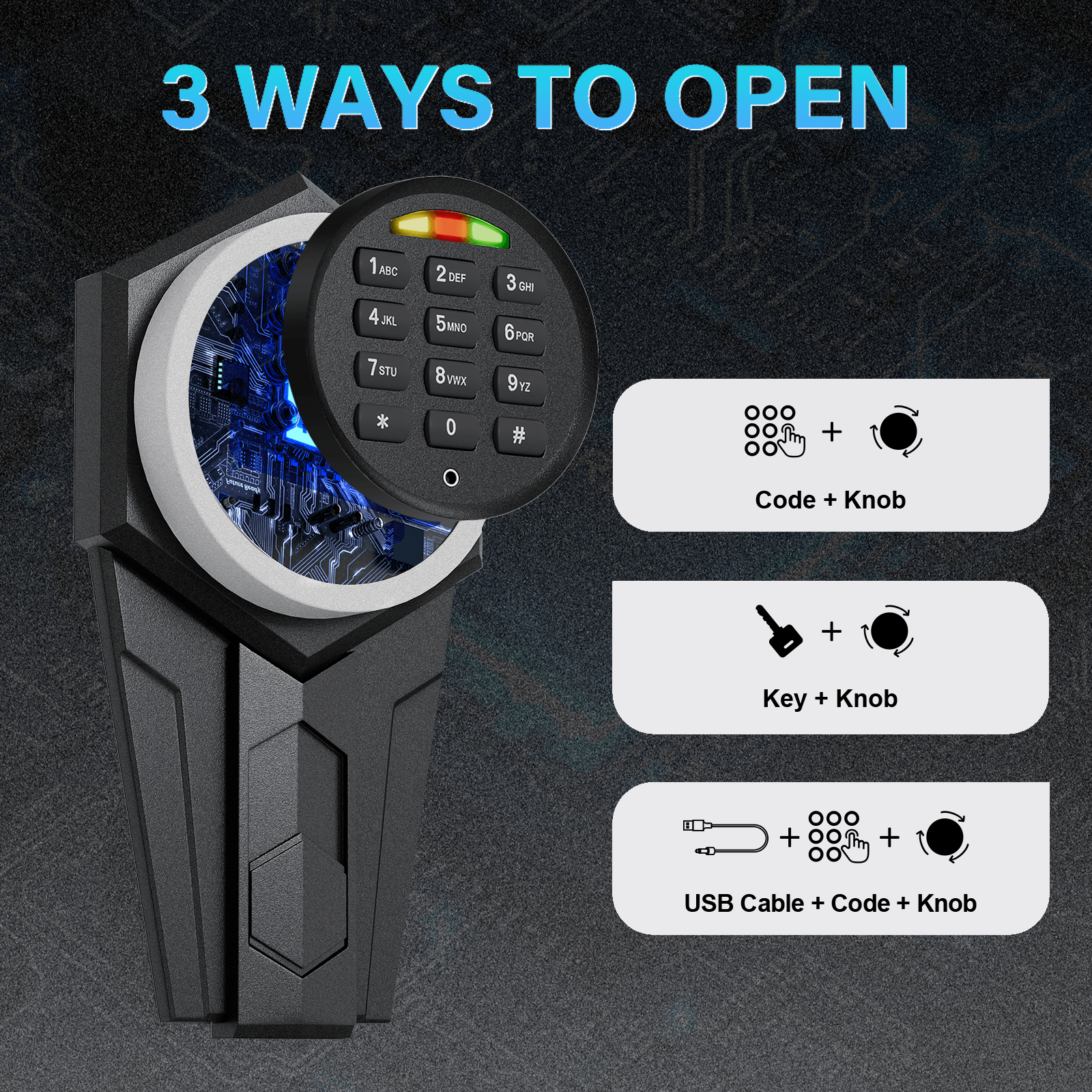 Heavy Duty Steel Rifle Gun Safe - 3 to 4 Gun Capacity with Electronic Lock, Solid Bolts, Dual Alarm System & LED Lighting | Secure Firearm Storage for Home, Office or Hunting Cabin | Silent Operation Safe for Nighttime Access