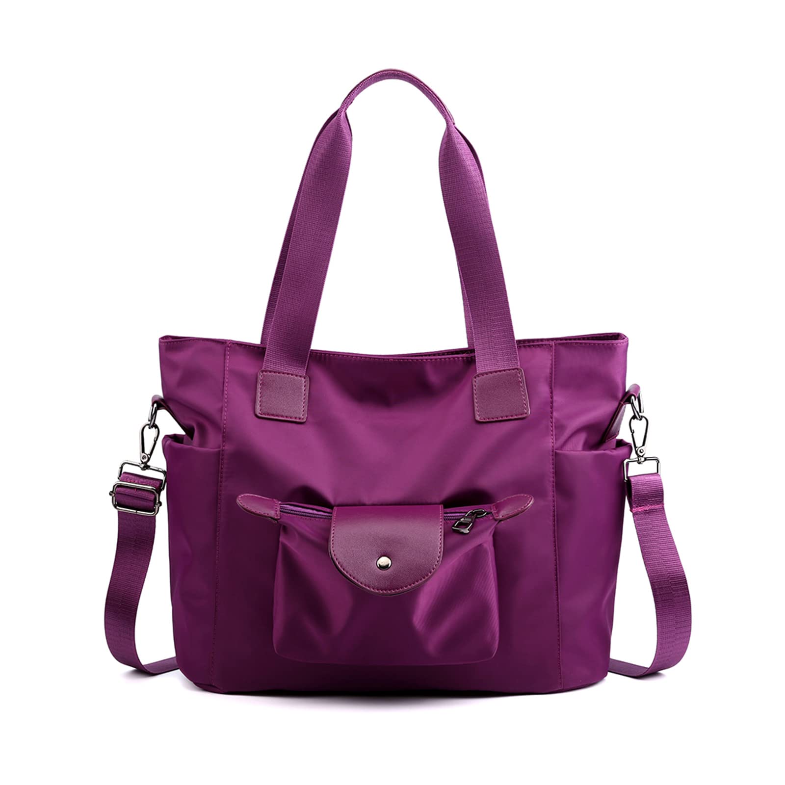 PORRASSO Women's Casual Crossbody Shoulder Bag - Lightweight Nylon Purse with Multiple Pockets, Fashionable Satchel Tote for Work, Travel & Everyday Use (Purple) | Perfect for Office Commute, Weekend Outings & Shopping Trips