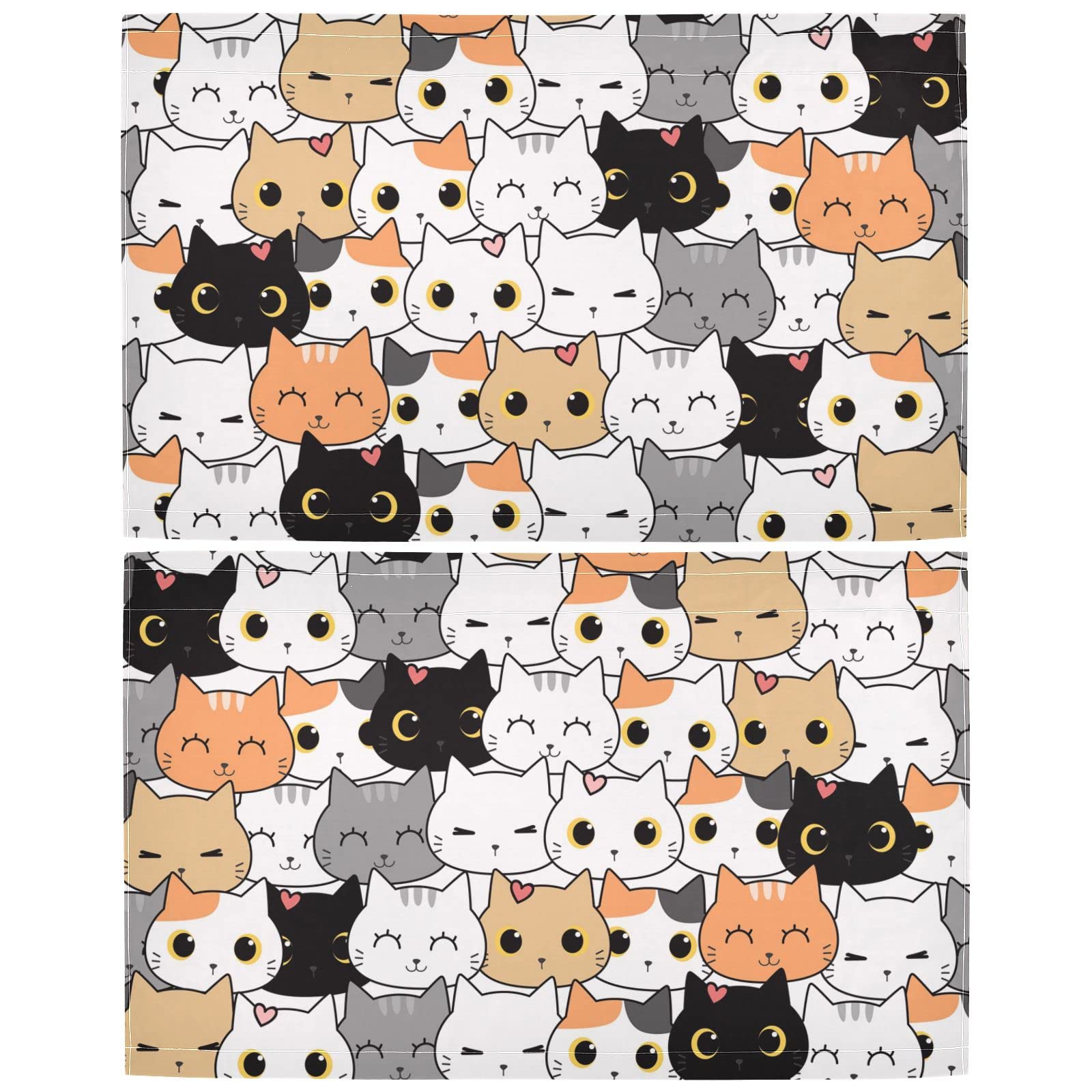 Sinestour Cat Kitten Cartoon Kitchen Curtains - Washable Short Cafe Curtains for Small Windows (57x36 Inch, 2 Panels) - Perfect for Farmhouse, Kitchen, Bathroom & Basement Half Windows | Cute Home Decor & Window Treatment