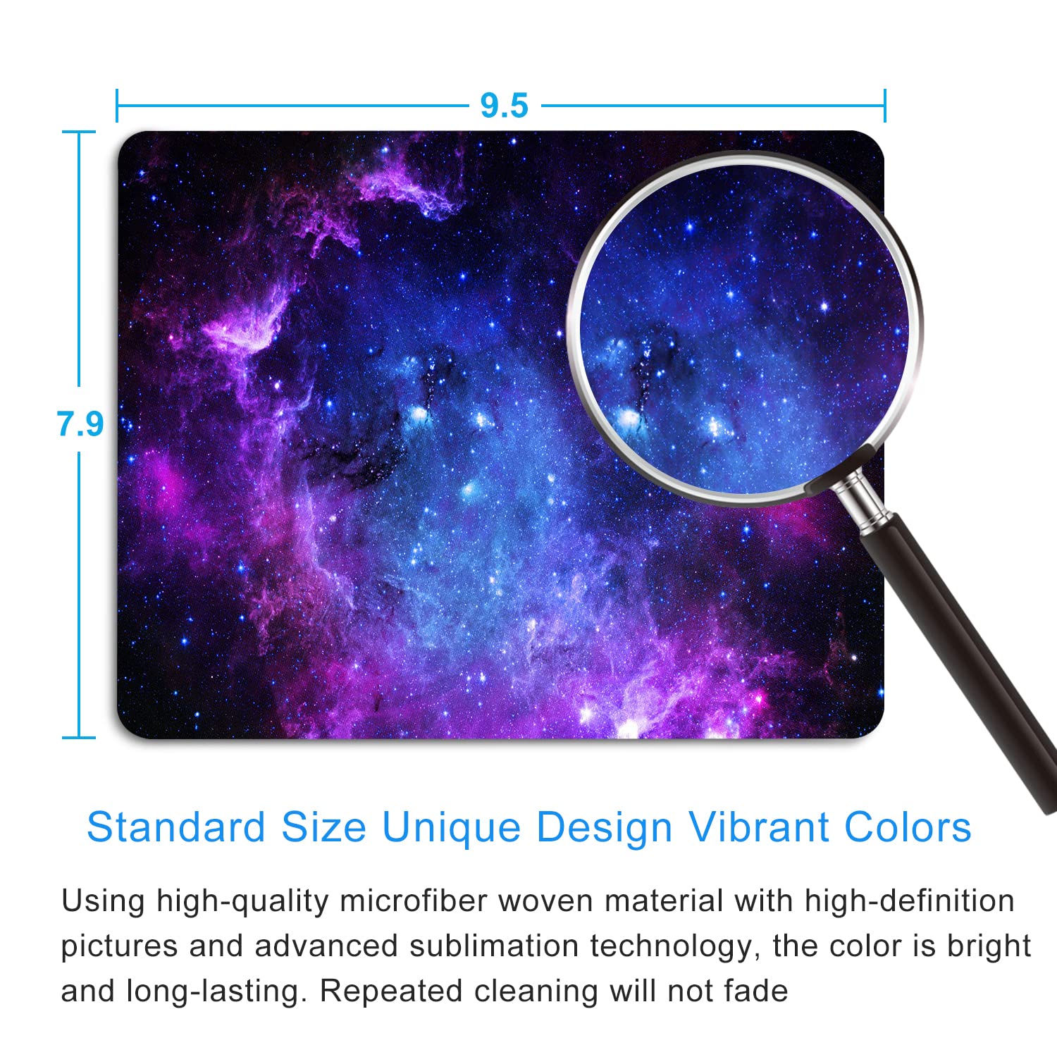 Purple Galaxy Mouse Pad - Small Personalized Nebula Design, Washable Non-Slip Rubber Gaming Mouse Pad (9.5