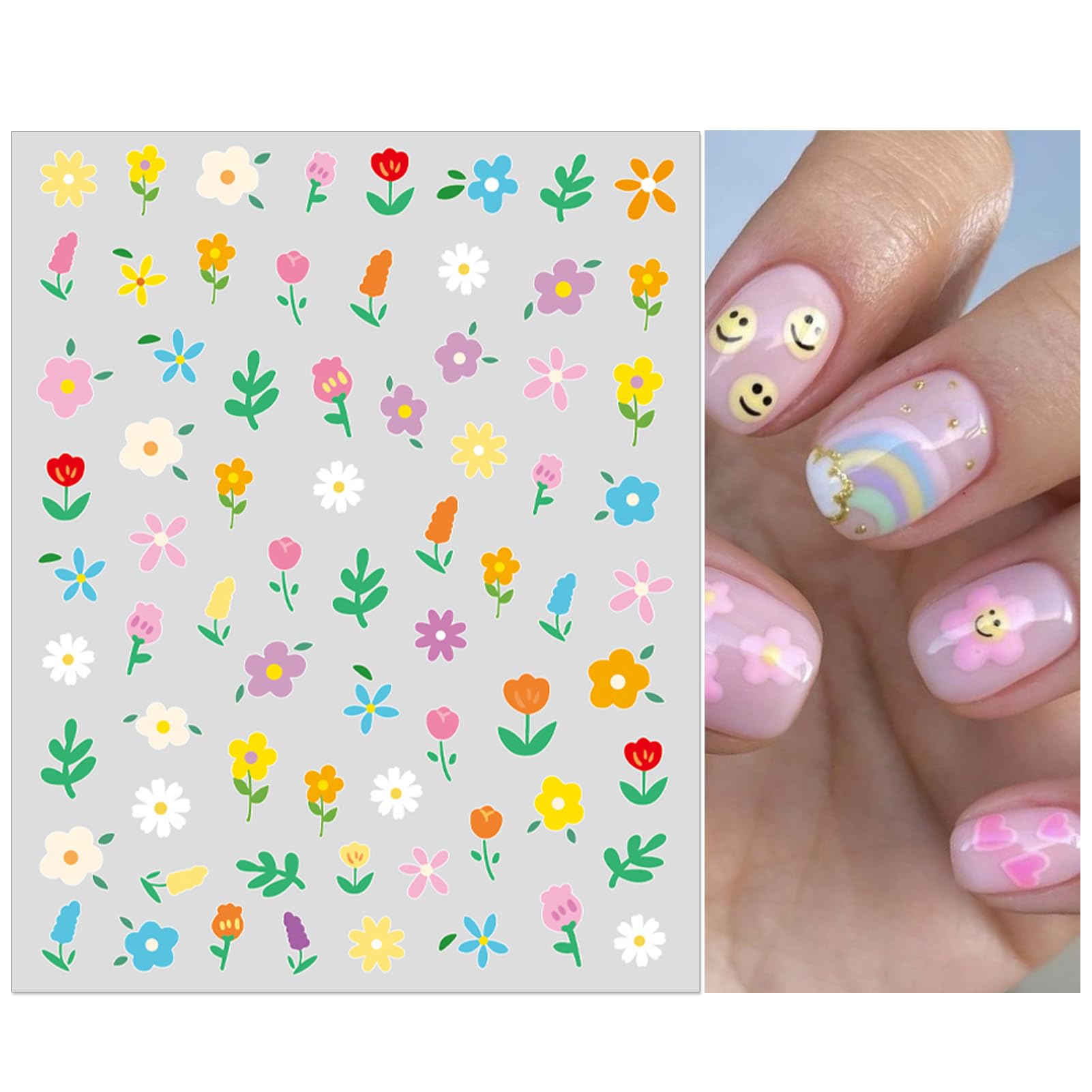 3D Self-Adhesive Nail Stickers for Kids - Cute Flower, Leaf, Animal & Fruit Designs, DIY Nail Art Decals for Little Girls & Toddlers (8 Sheets) - Perfect for Birthday Parties, Playdates & Dress-Up Fun