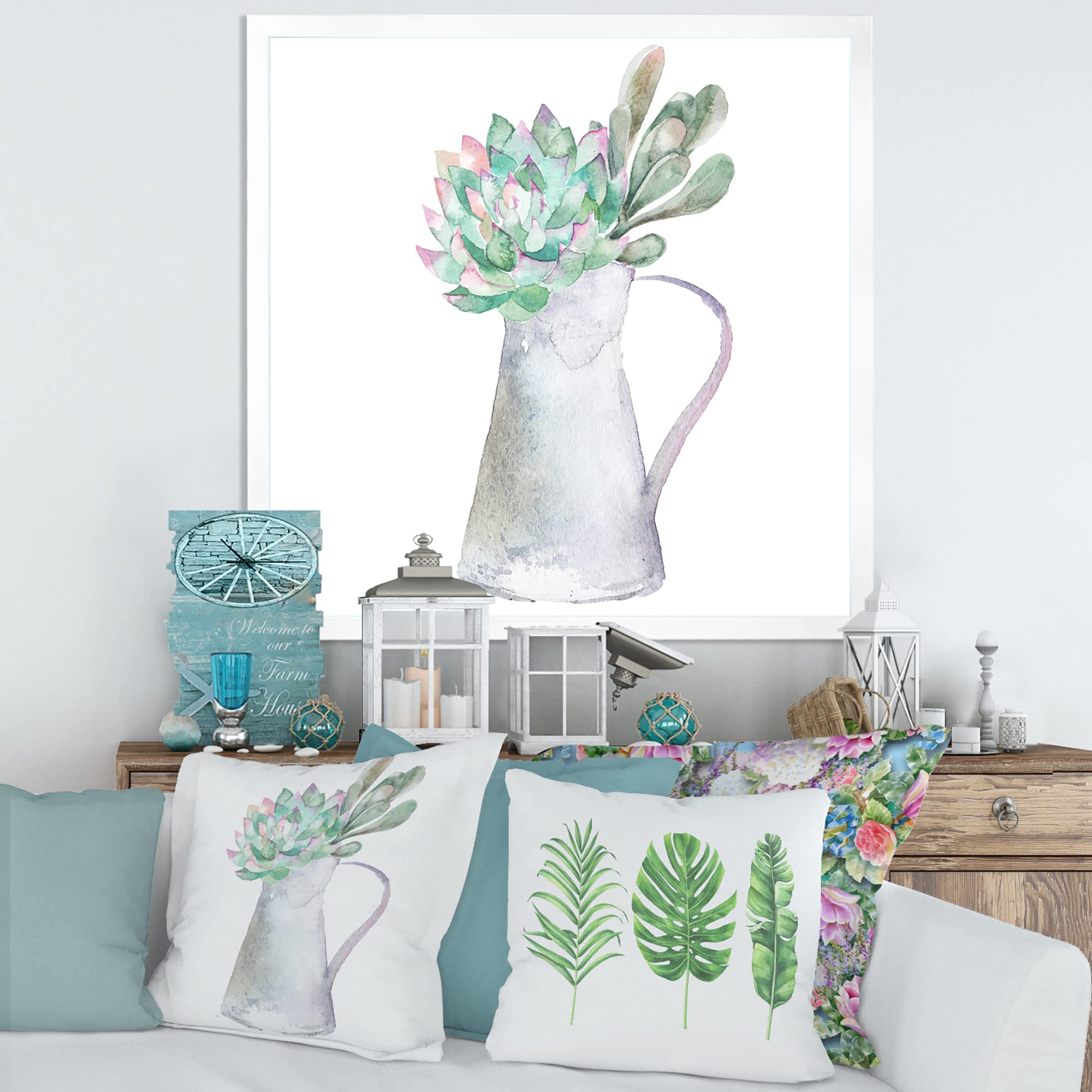 DesignQ Succulent Plant Wall Art - Traditional Framed Home Decor for Living Room, Bedroom & Office | Perfect Housewarming Gift for Plant Lovers