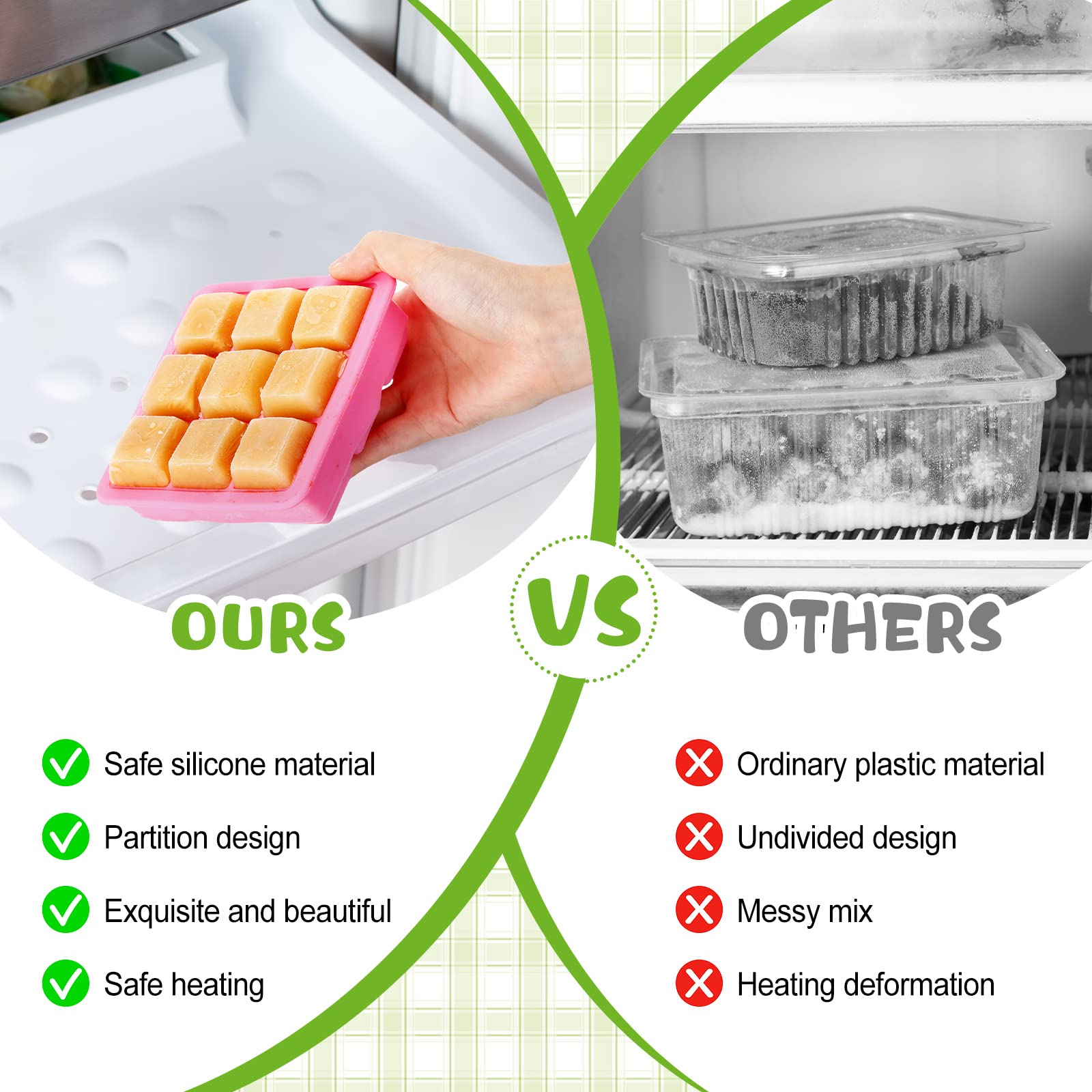 Rtteri Silicone Baby Food Freezer Storage Containers with Lids - BPA-Free Breast Milk & Puree Trays for Infants - Perfect for Homemade Baby Food, Breast Milk Storage & Meal Prep