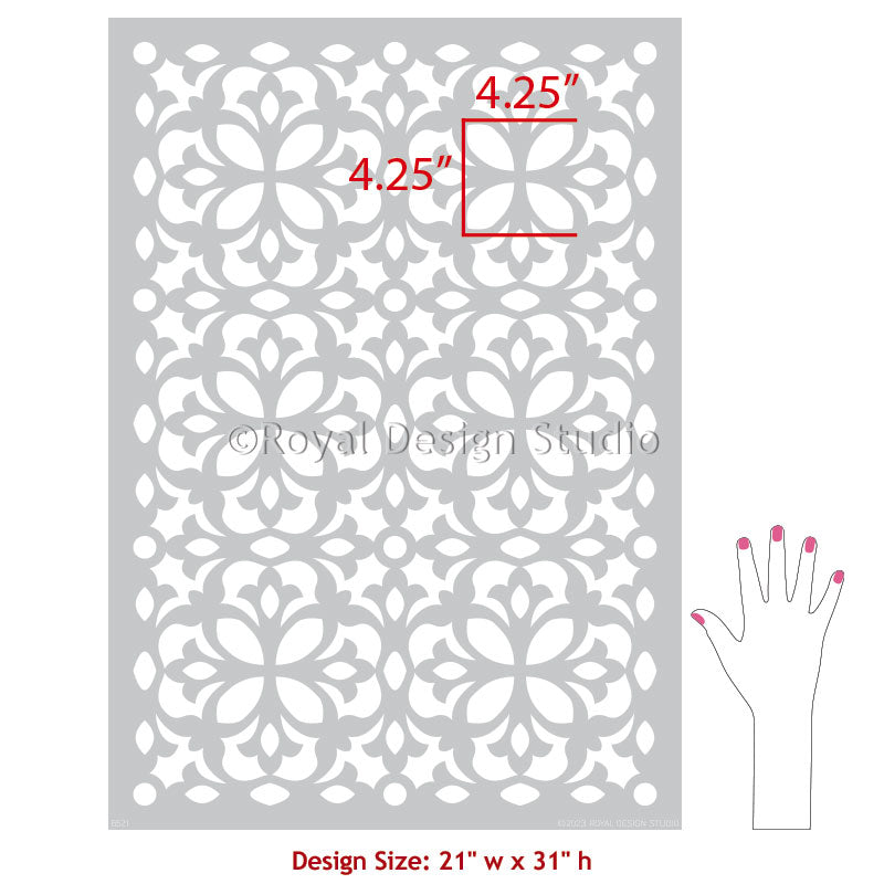 Alicante Allover Tile Stencil - DIY Home Decor Stencils for Wall, Floor & Furniture Painting - Perfect for Bathroom, Kitchen Backsplash & Craft Projects
