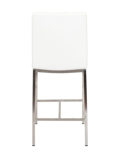 Adam White Stool - Modern Bar Stool for Kitchen, Dining & Office - Adjustable Height & Comfortable Seating