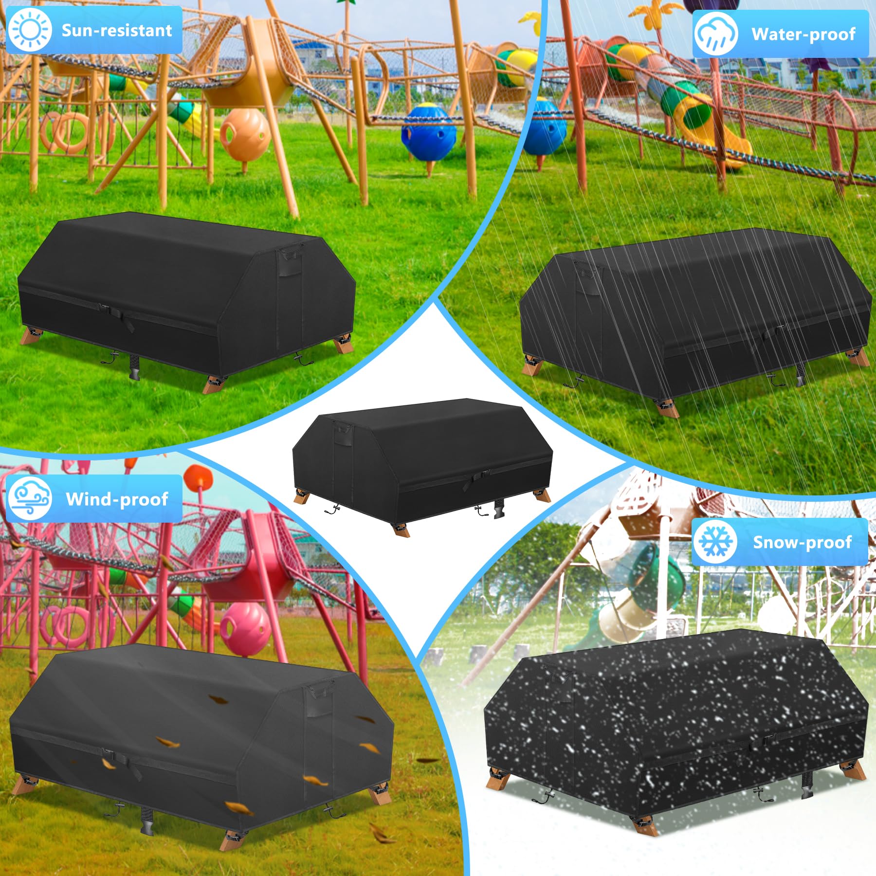 Heavy Duty Waterproof Kids Picnic Table Cover - 600D Oxford Cloth Windproof, Dustproof & UV Resistant - Outdoor Patio Table Bench Cover for Wooden Convertible Picnic Tables - Perfect for Backyard BBQs, Park Outings & Camping Trips