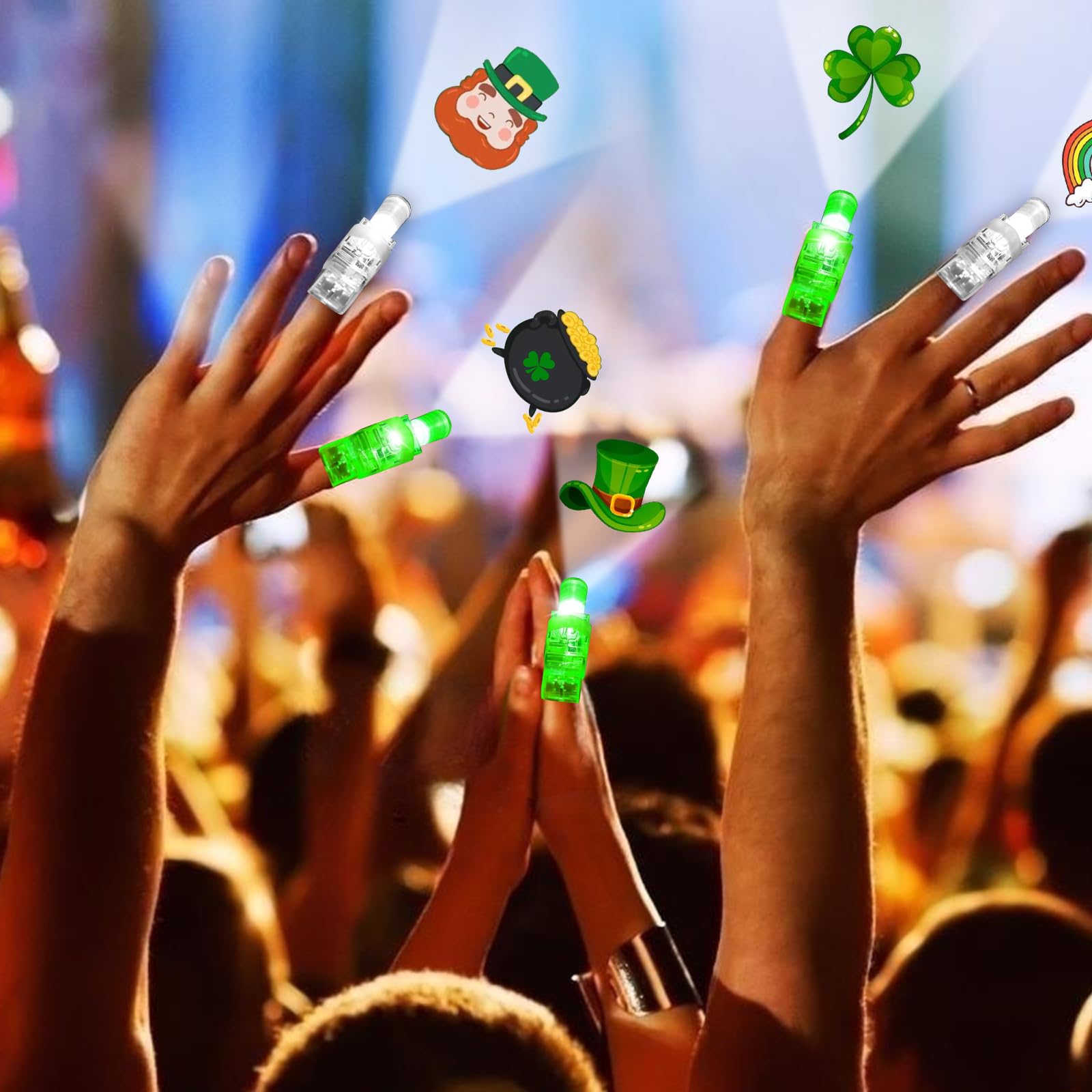 28 Pack LED Finger Lights - Glow in the Dark Party Favors for St. Patrick's Day, Carnival & Night Events - Fun Light Up Toys for Kids & Adults - Perfect for Festivals, Raves, Concerts & Birthday Parties