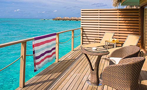 Premium 6-Pack Large Microfiber Quick-Dry Beach Towels - Lightweight, Sand-Free, Cabana Stripe Design for Pool, Travel & Camping - Includes Carry Bag (30x60 Inches, Multi-Color) | Perfect for Beach Outings, Gym, Yoga & Outdoor Adventures