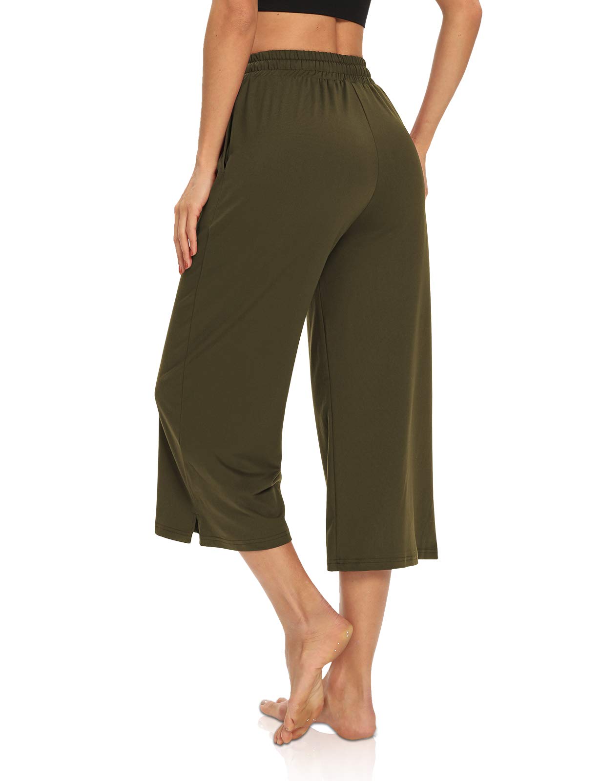 DIBAOLONG Women's Capri Pants - Loose Yoga Pants with Wide Leg, Drawstring & Pockets - Comfy Lounge Pajama Sweatpants for Yoga, Workout, Travel & Home Relaxation