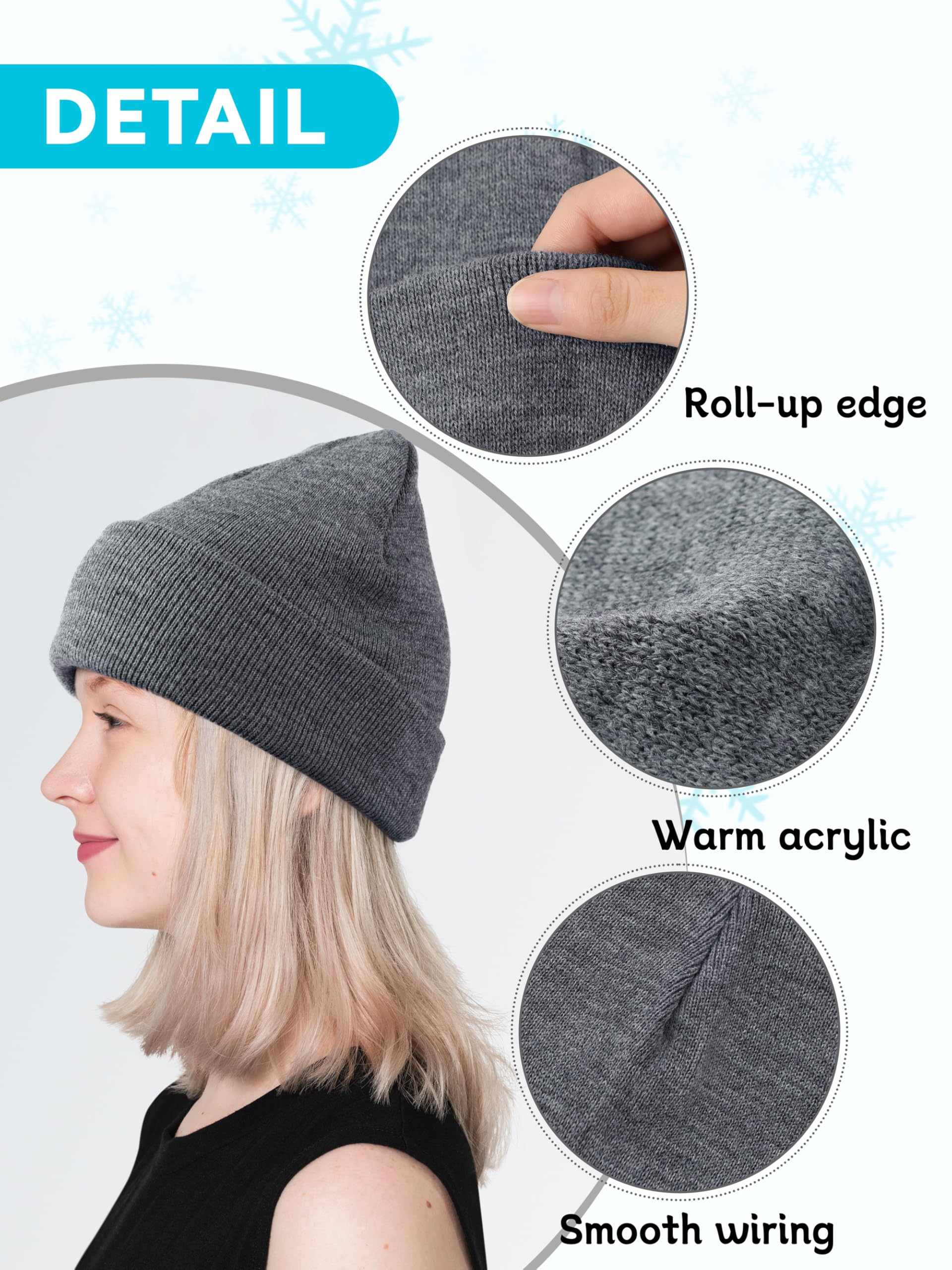 Glooarm Unisex Knit Beanie for Men & Women - Warm Winter Slouchy Skull Cap with Cuffed Design - Perfect for Skiing, Snowboarding & Outdoor Activities