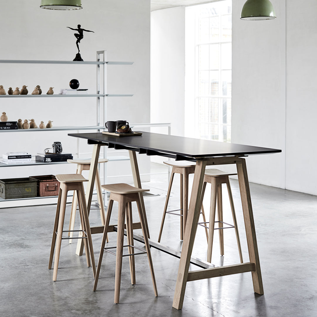 Anne Qvist HC1 Bar Stool - Modern Scandinavian Bar Height Stool with Wooden Legs - Perfect for Kitchen Islands, Breakfast Bars & Home Decor
